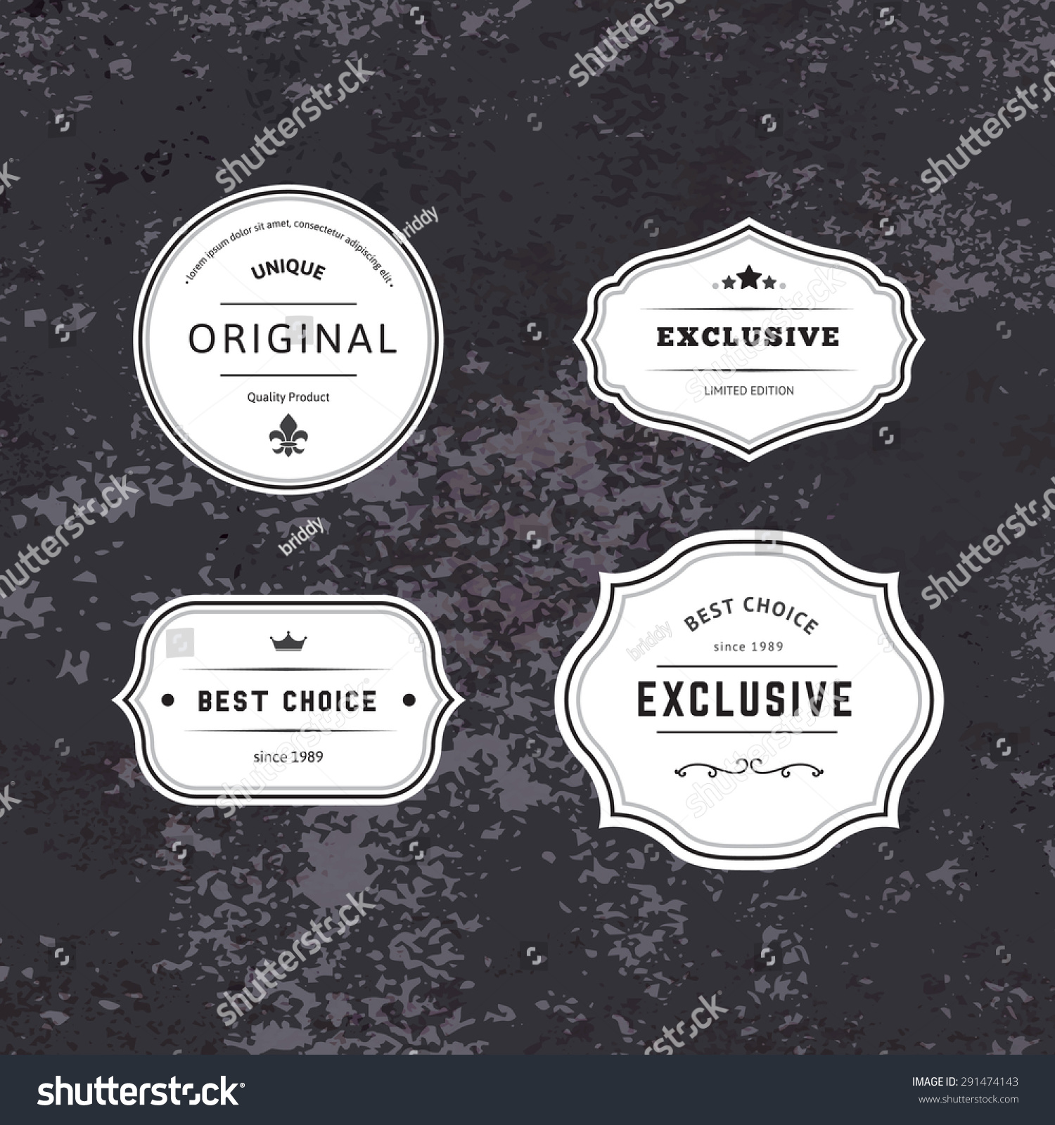 Set of Hipster Labels with Frames. Authentic Retro Vector Tags Design. Minimalistic Craft Beer Badges. #291474143