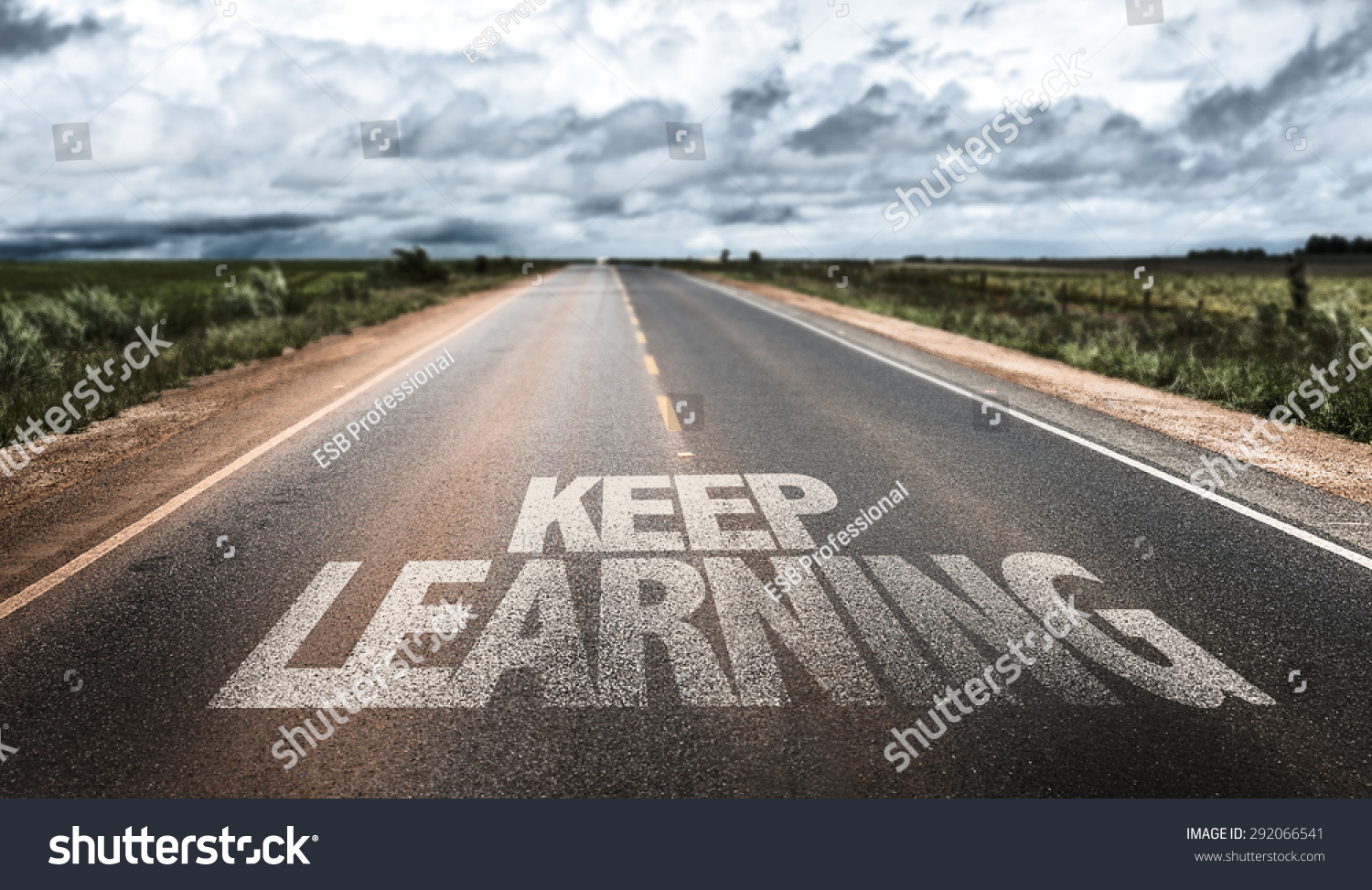 Keep Learning written on rural road #292066541