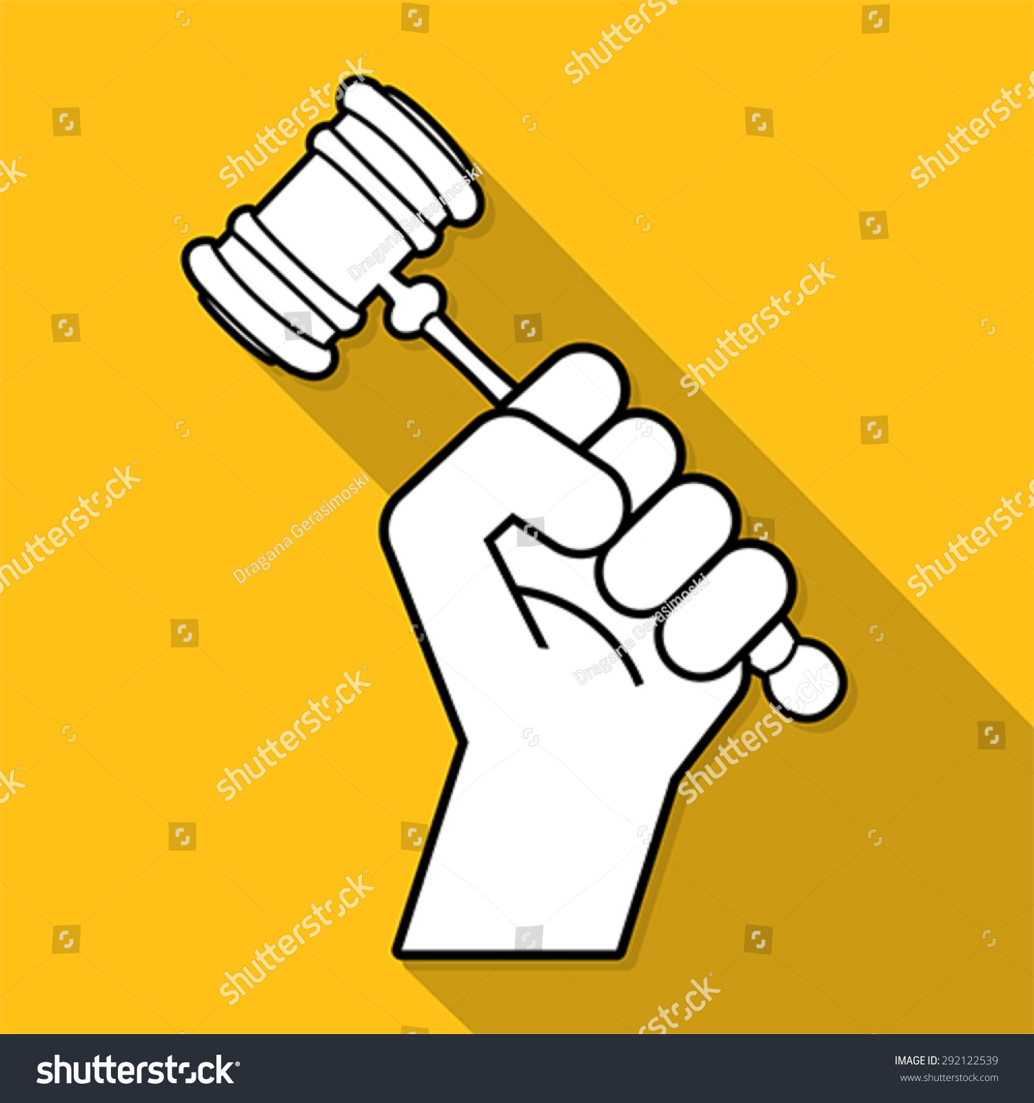 judge gavel in hand symbol, vector #292122539