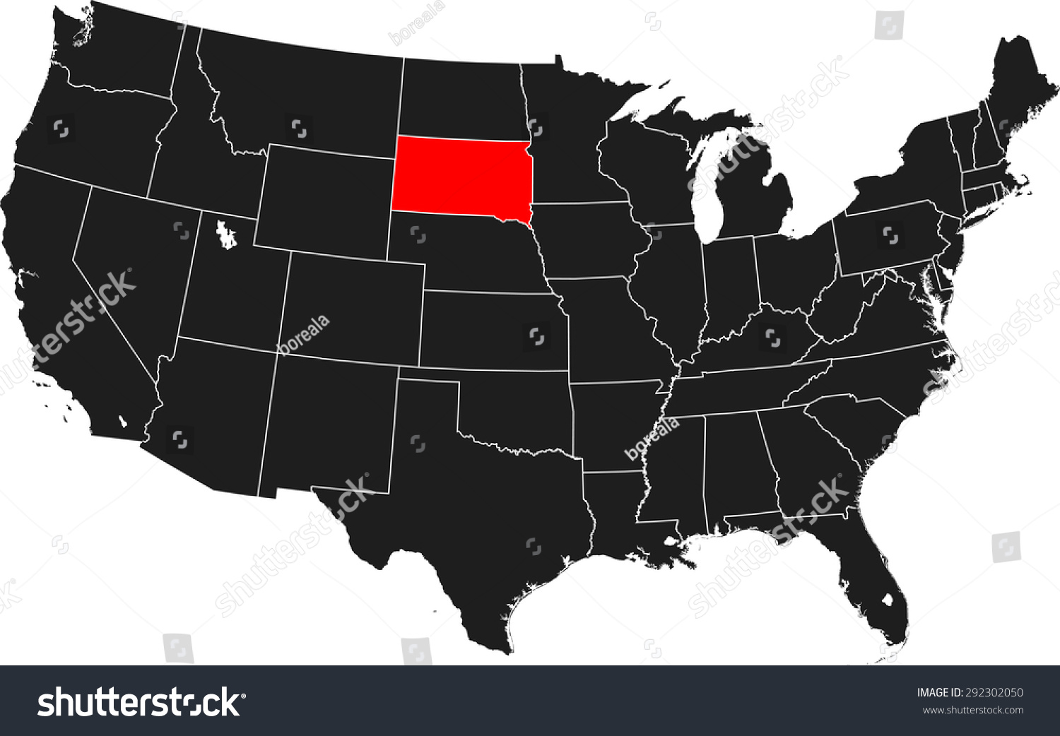 map of South Dakota - Royalty Free Stock Vector 292302050 - Avopix.com