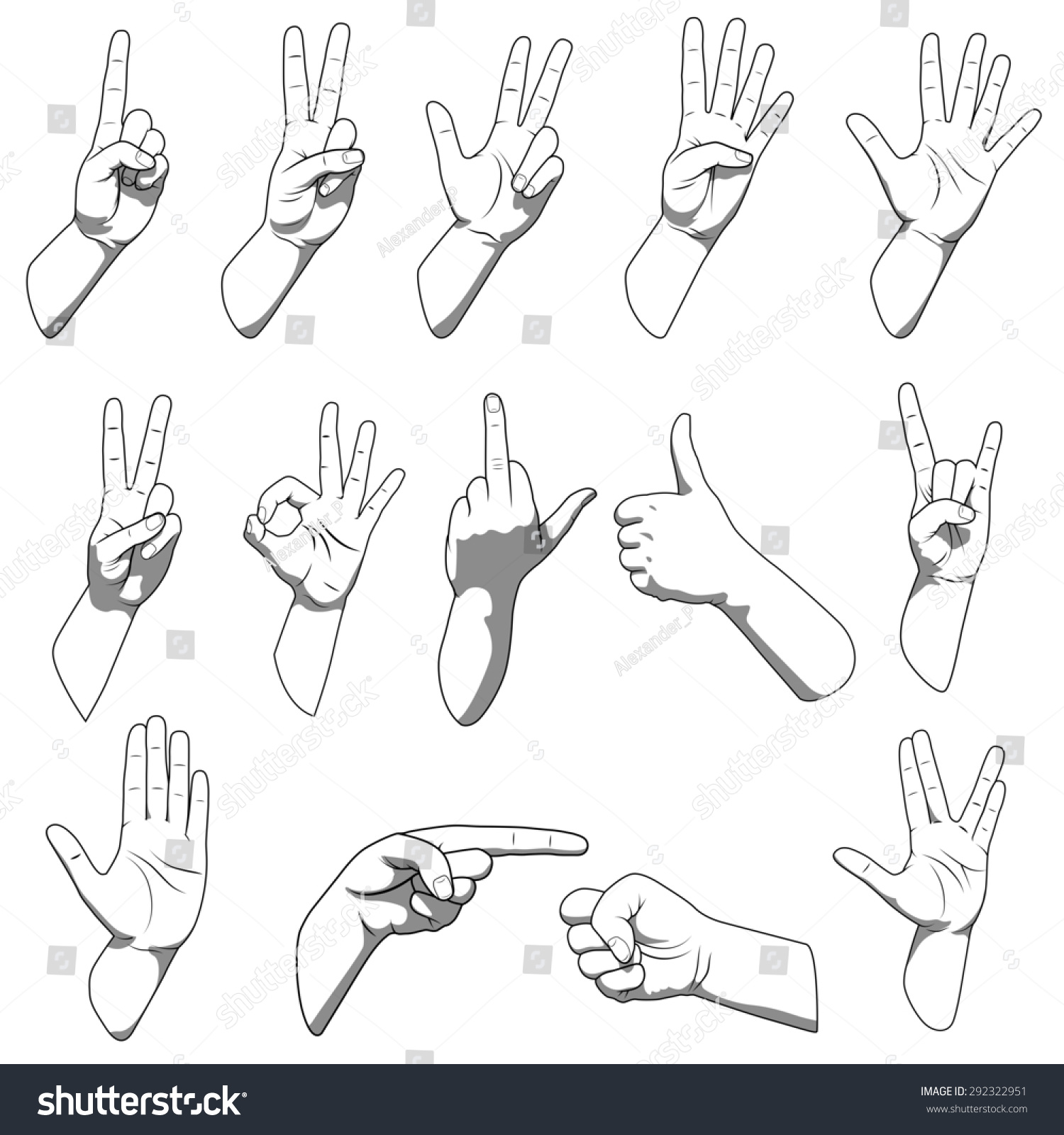 Different hands gestures raster version #292322951