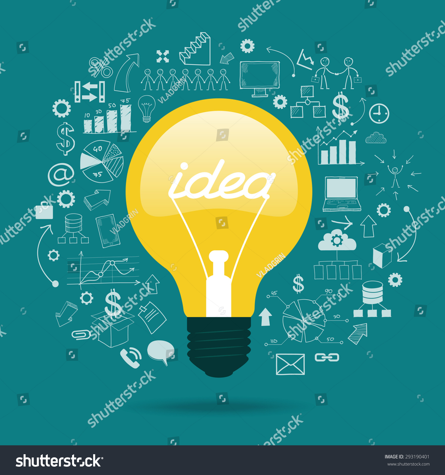 Template Idea Infographics. Light Bulb - Royalty Free Stock Vector 