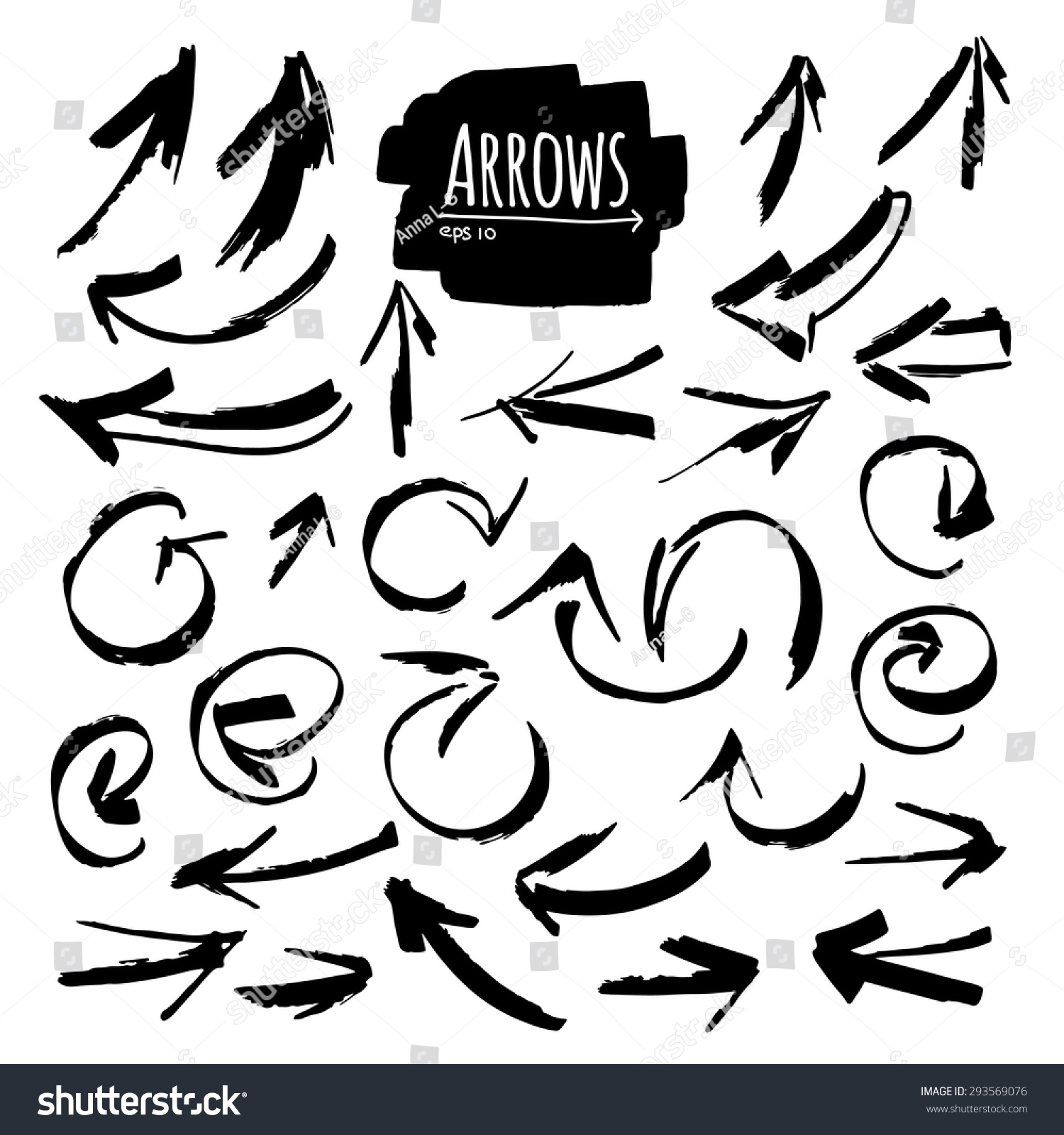 Hand drawn isolated vector arrow collection #293569076