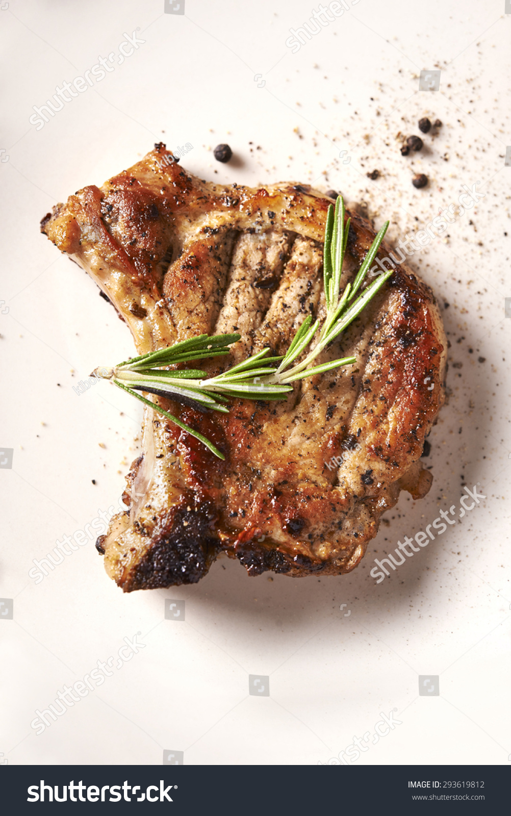 grilled pork chop. top view #293619812