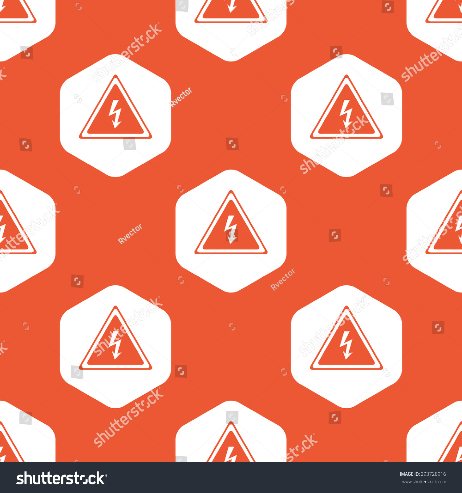 Image Of High Voltage Sign In White Hexagon Royalty Free Stock