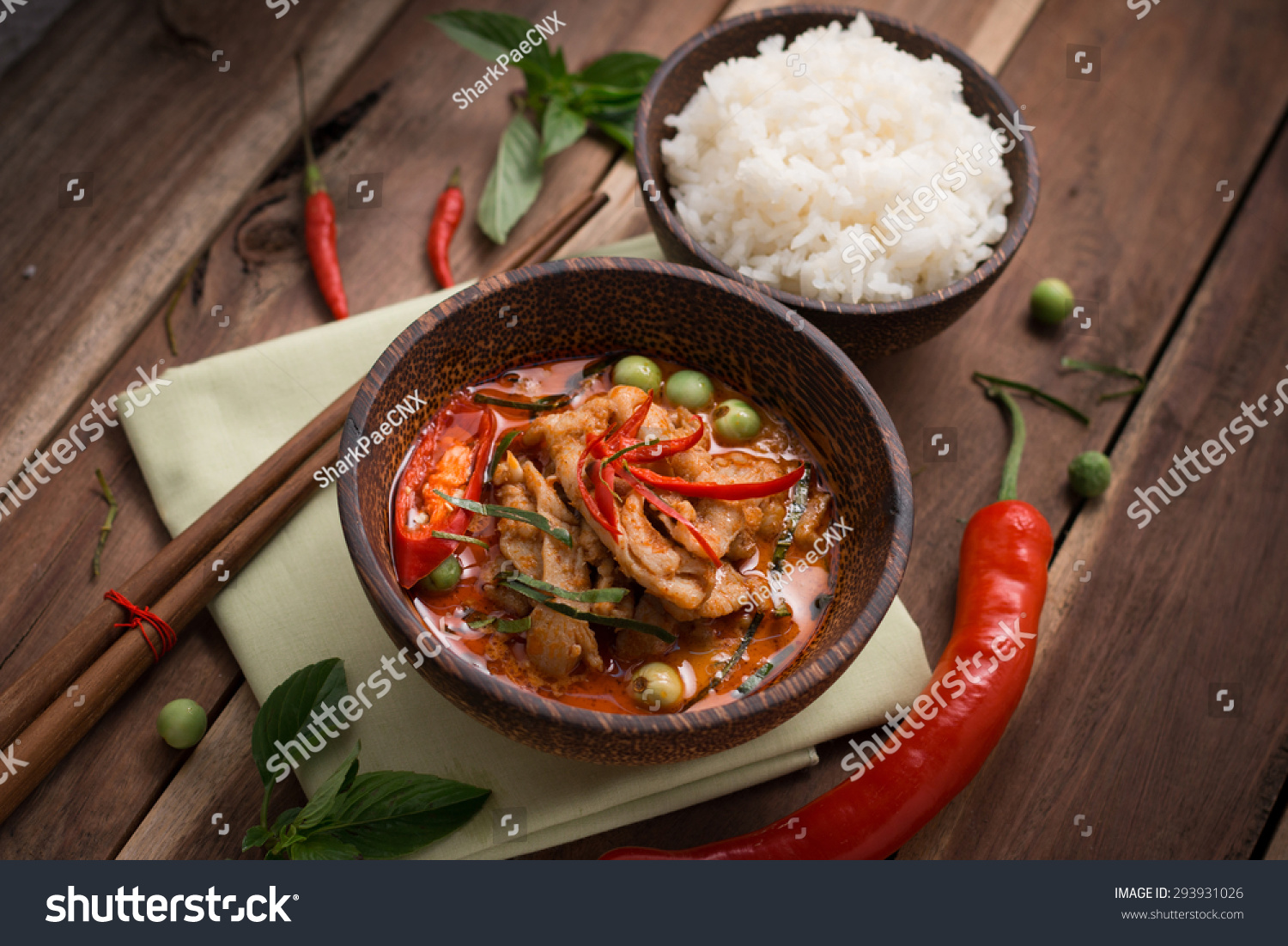 spicy chicken curry with rice,popular Thai food. #293931026