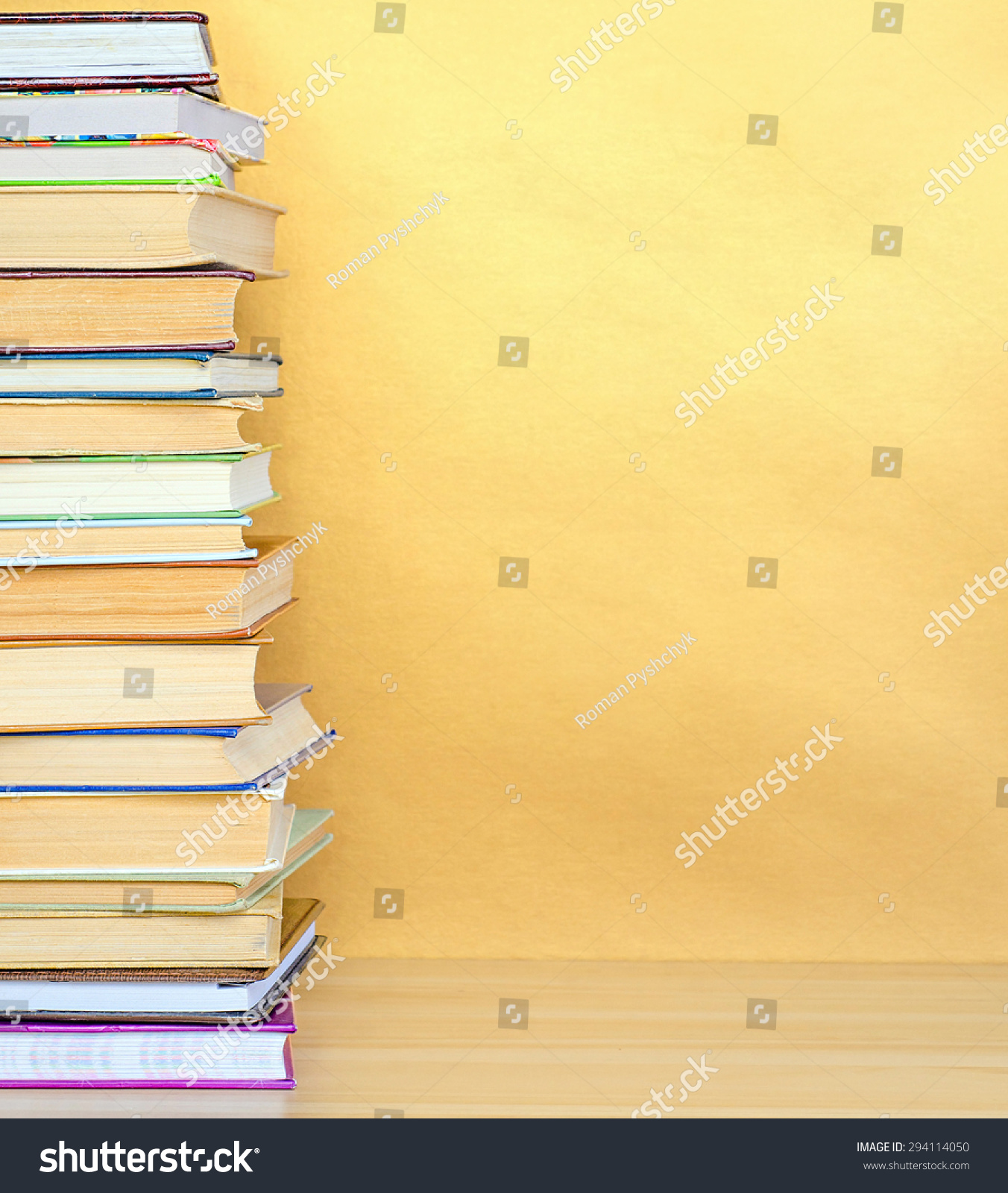 stack book on wooden table #294114050