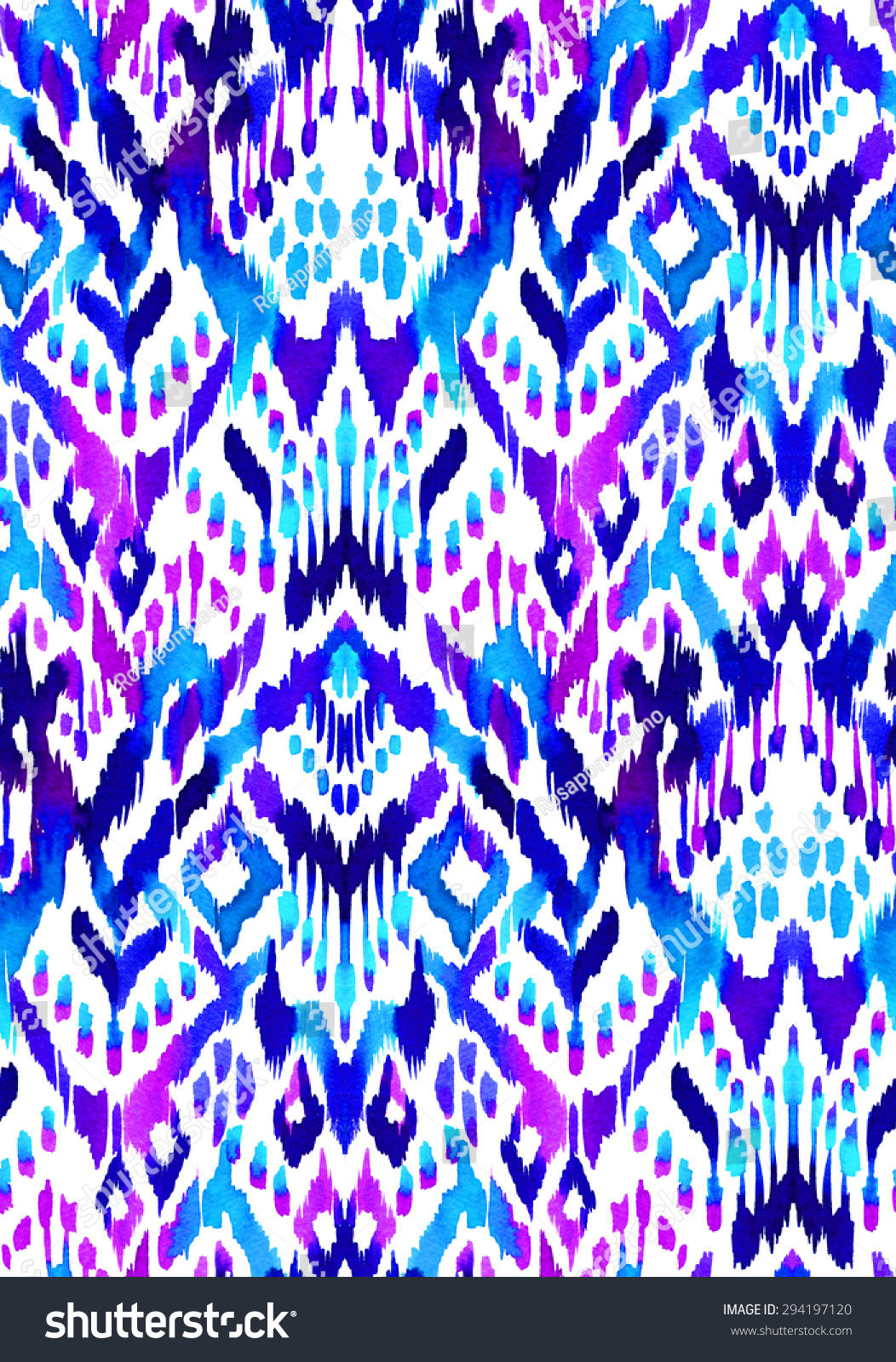 Seamless Ikat Textile Pattern Beautiful Geometric Abstract Shapes Allover Design Hand Drawn Ethnic Seamless Ikat Textile Pattern Beautiful Geometric Abstract Shapes Allover Design Hand Drawn Ethnic
