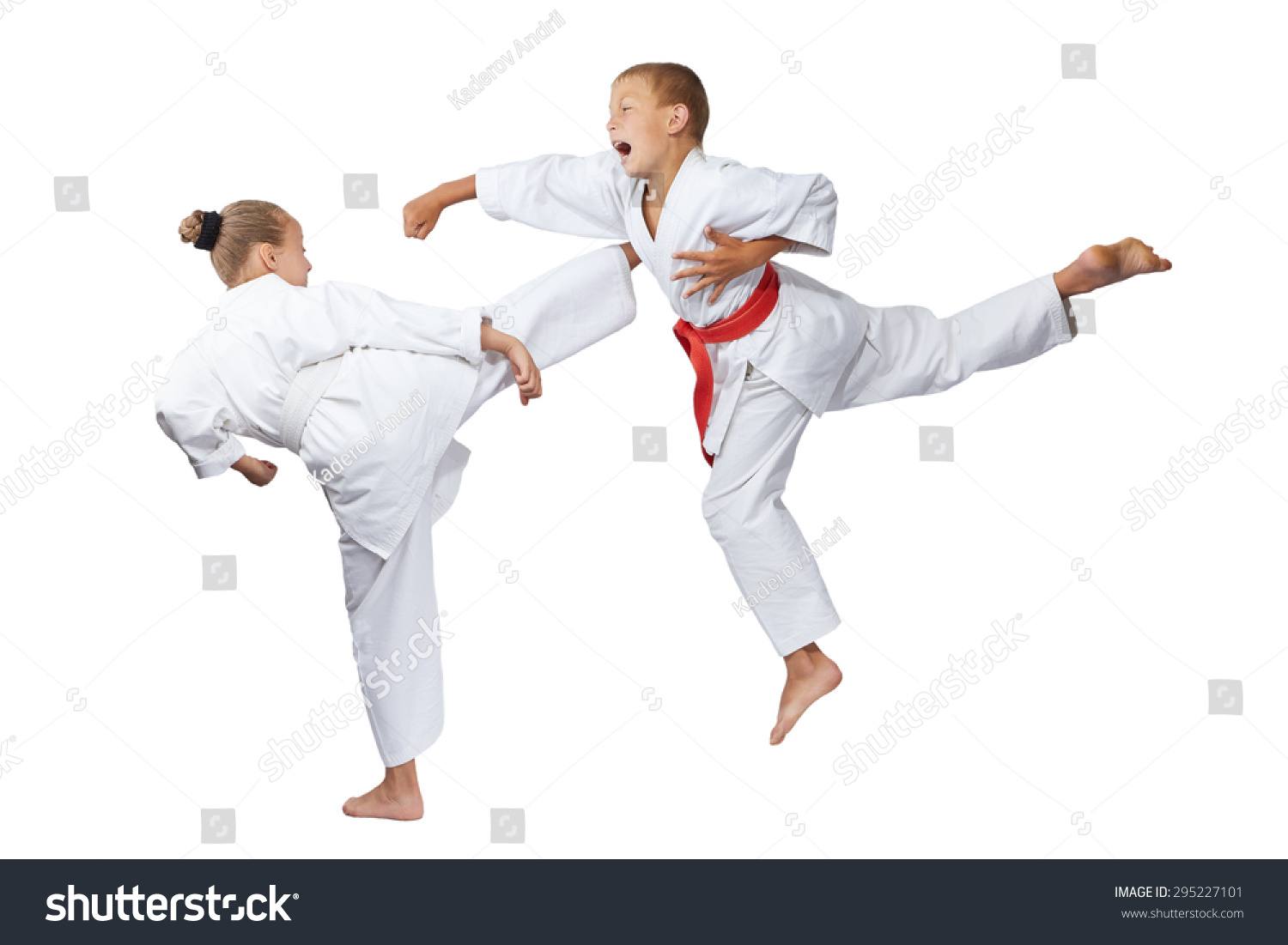 Gyaku-tsuki and mavashi geri are beating sportsmens in karategi #295227101