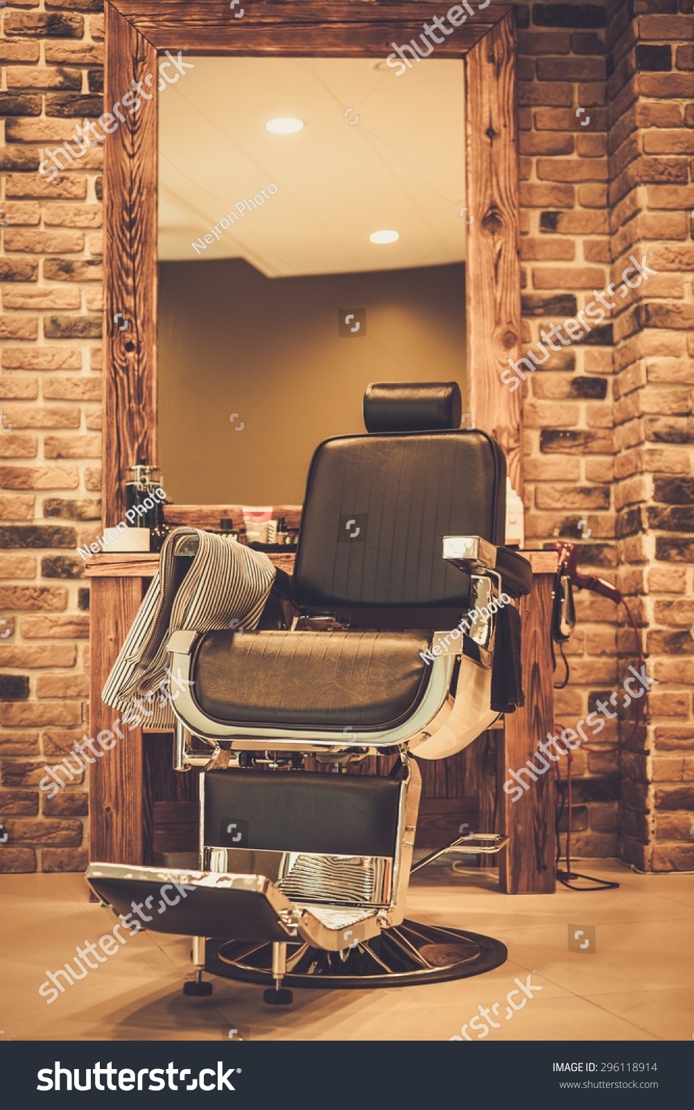 Client's chair in barber shop #296118914