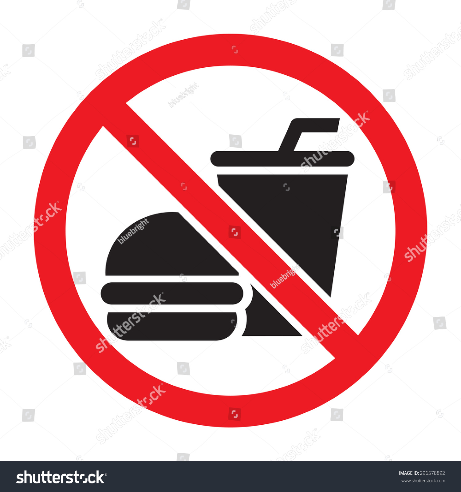 No food allowed symbol, isolated on white background. Prohibition sign. #296578892