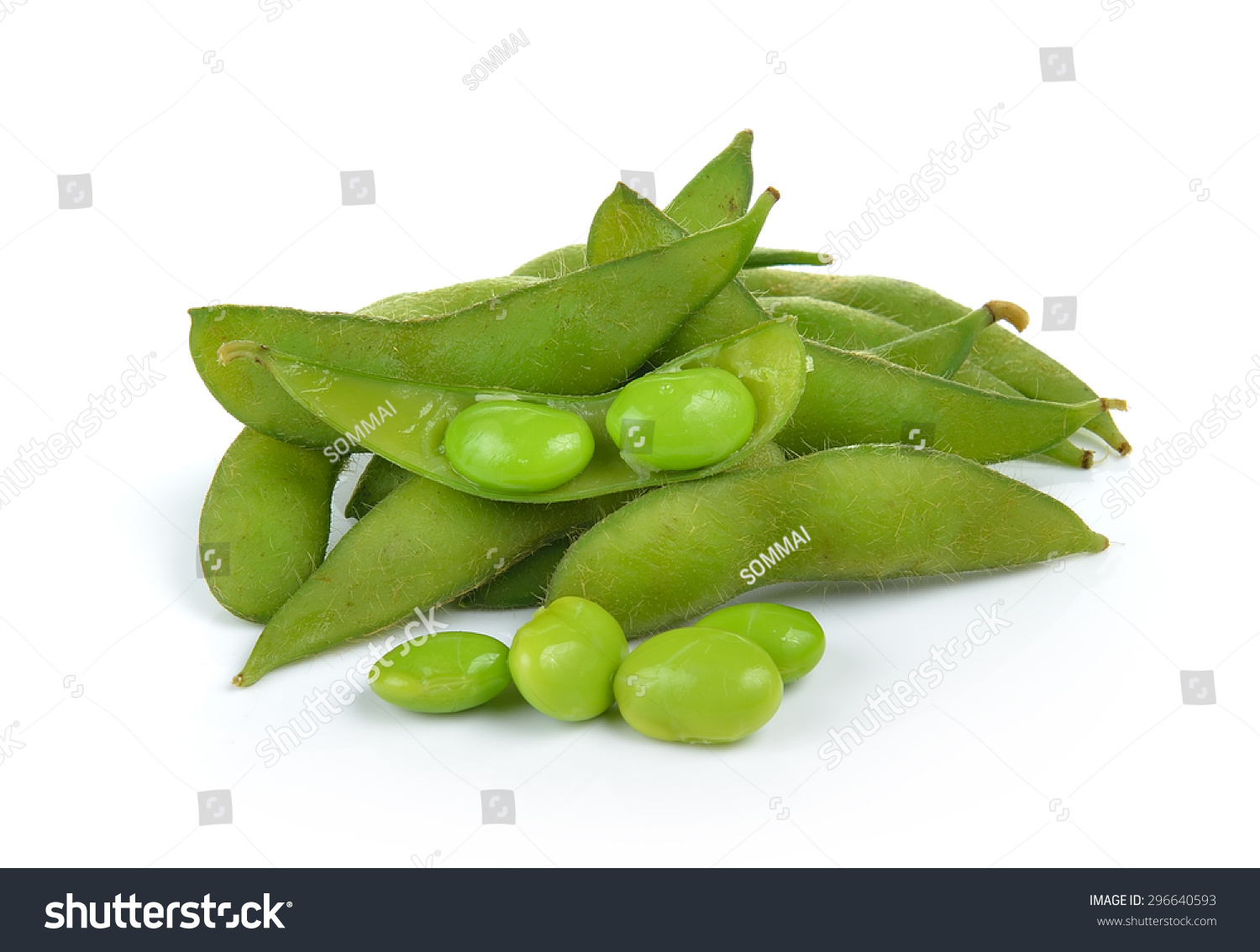 green soybeans on white background #296640593