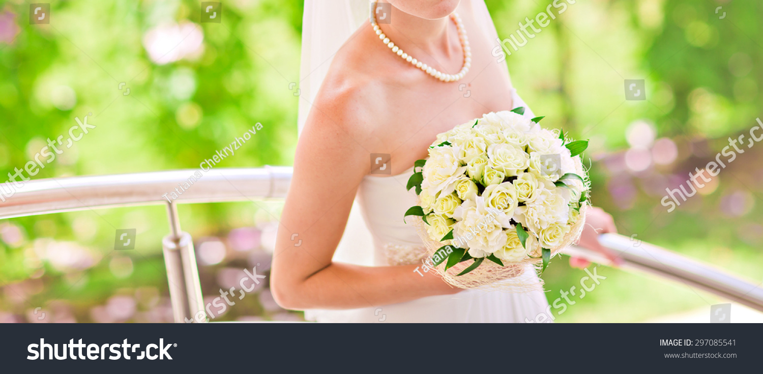 wedding bouquet, bridal bouquet, beautiful bouquet of different colors  #297085541