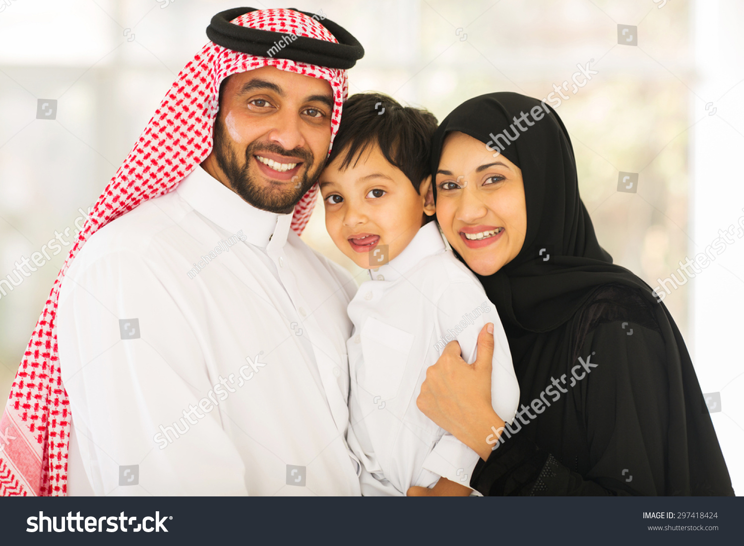 portrait of happy middle eastern family #297418424