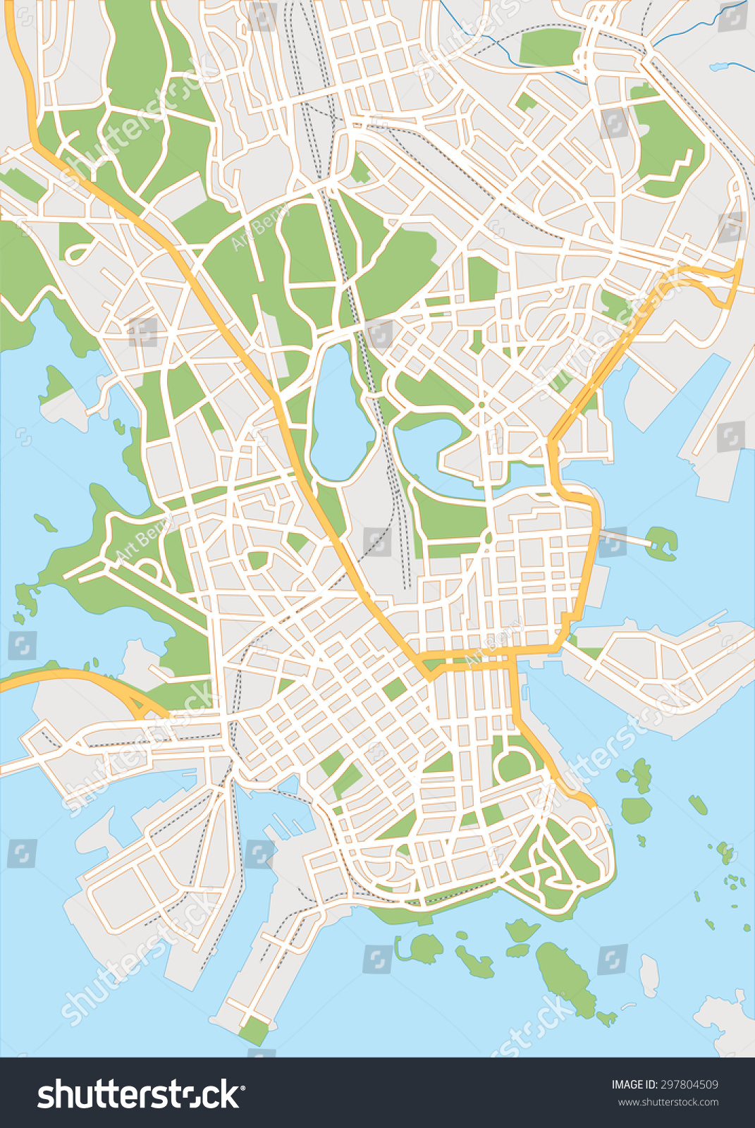 Vector color map of Helsinki, Finland. All - Royalty Free Stock Vector ...