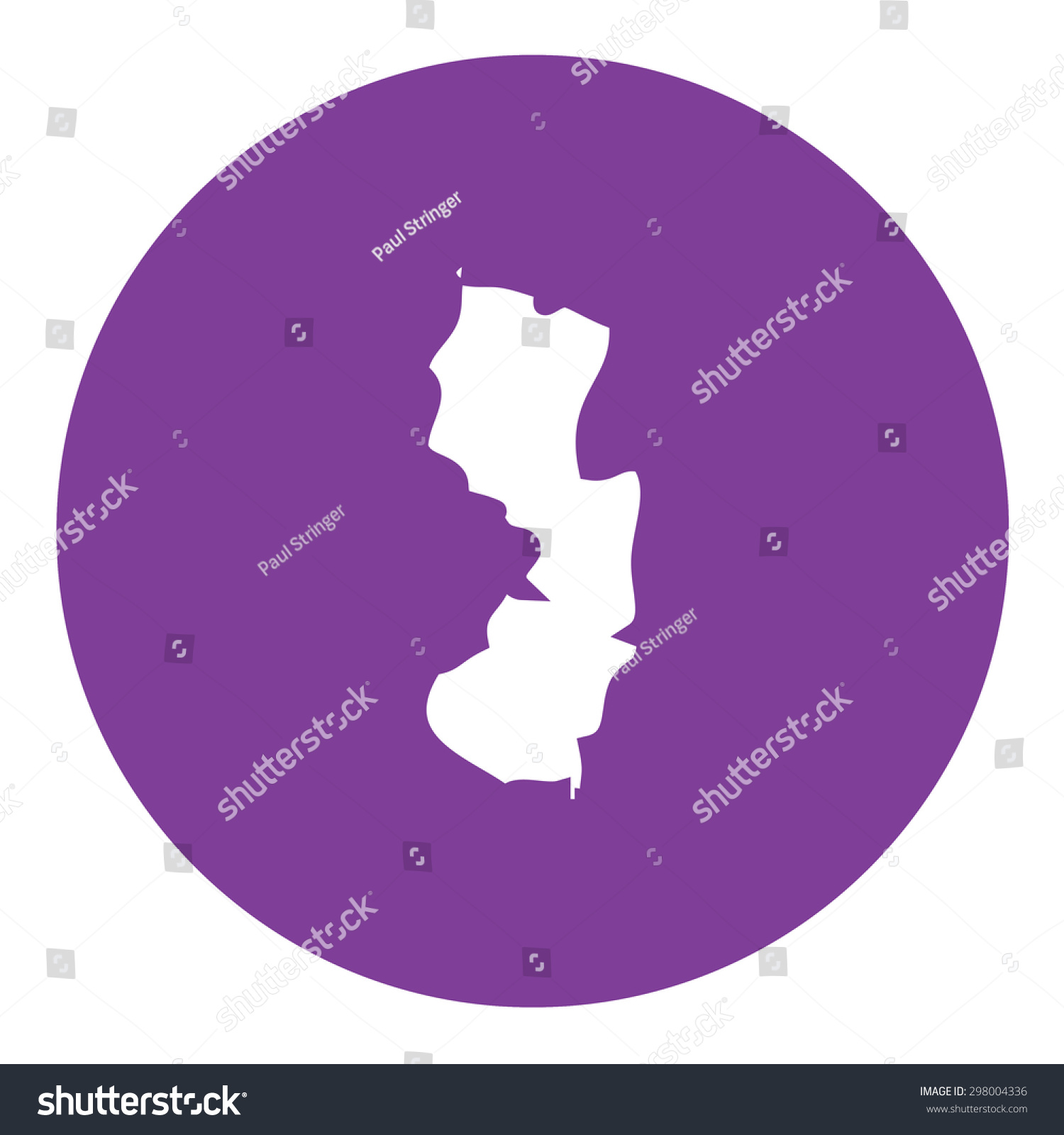 Highly detailed map inside a circle of the state of New Jersey #298004336