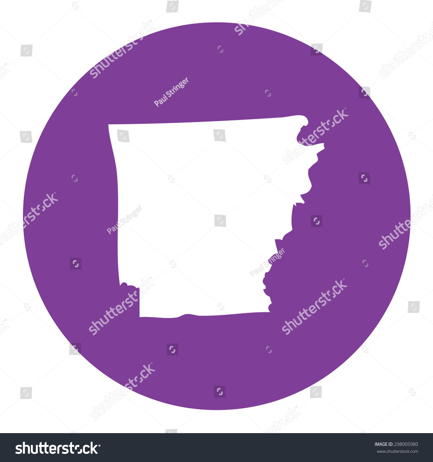 Highly detailed map inside a circle of the state of Arkansas #298005980