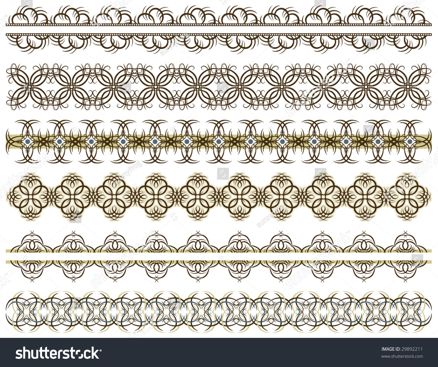 six decorative lines, vector #29892211