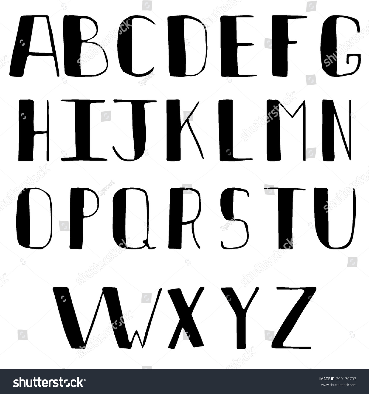 Alphabet calligraphic font unique custom Vector Image