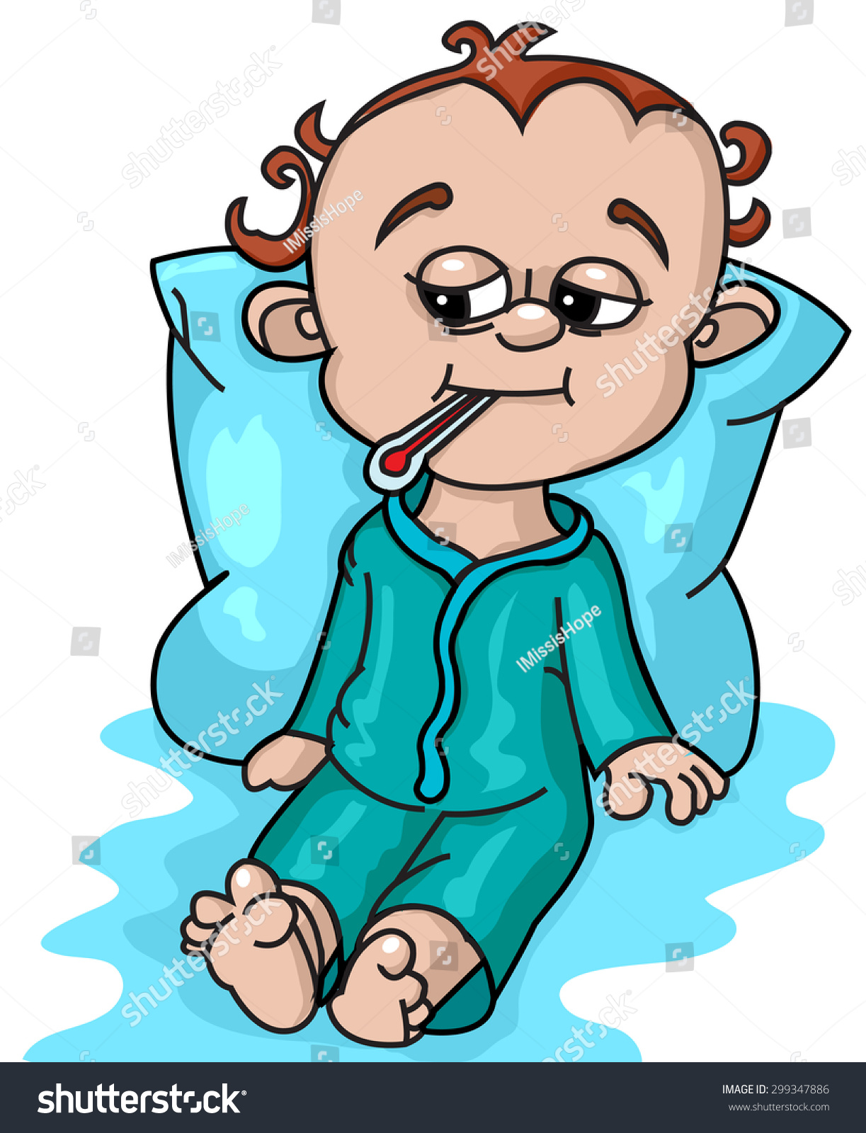 a sick child with the thermometer in the mouth - Royalty Free Stock ...