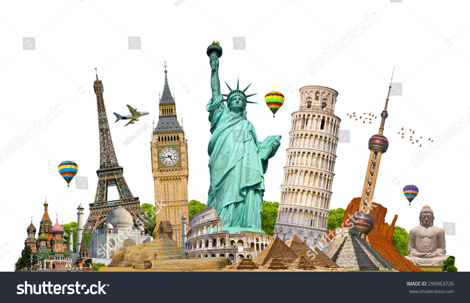 Famous monuments of the world grouped together #299963726