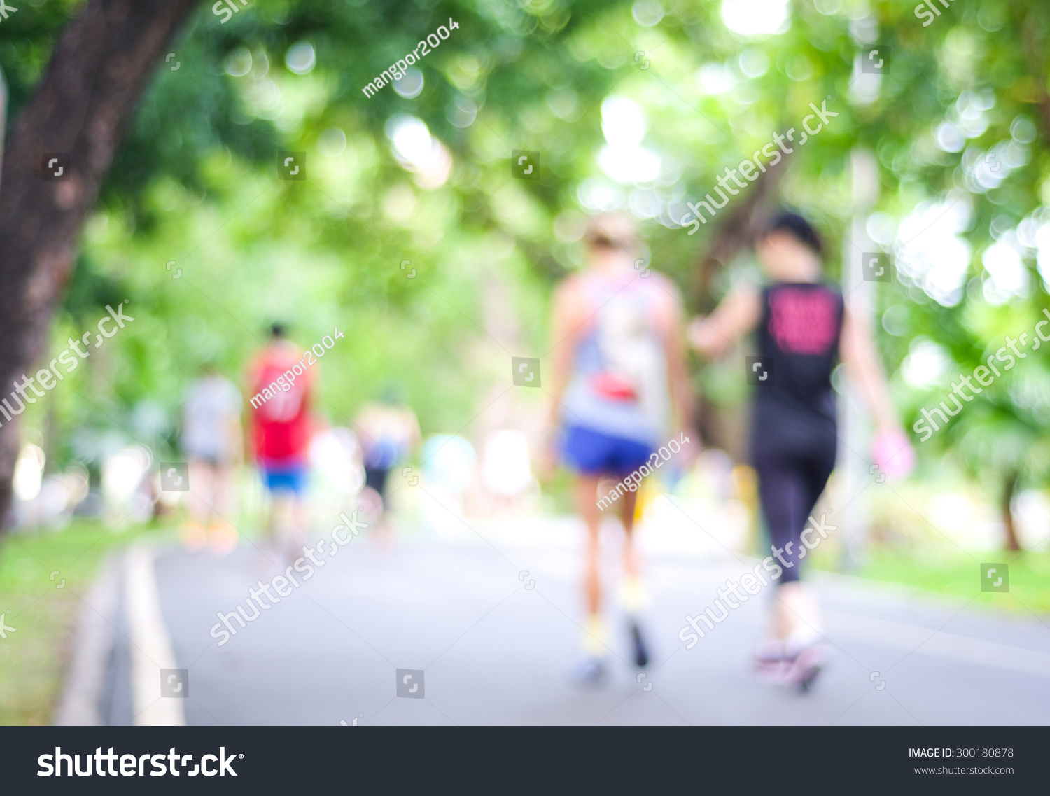 Blurred background of people activities in park with bokeh light, spring and summer #300180878