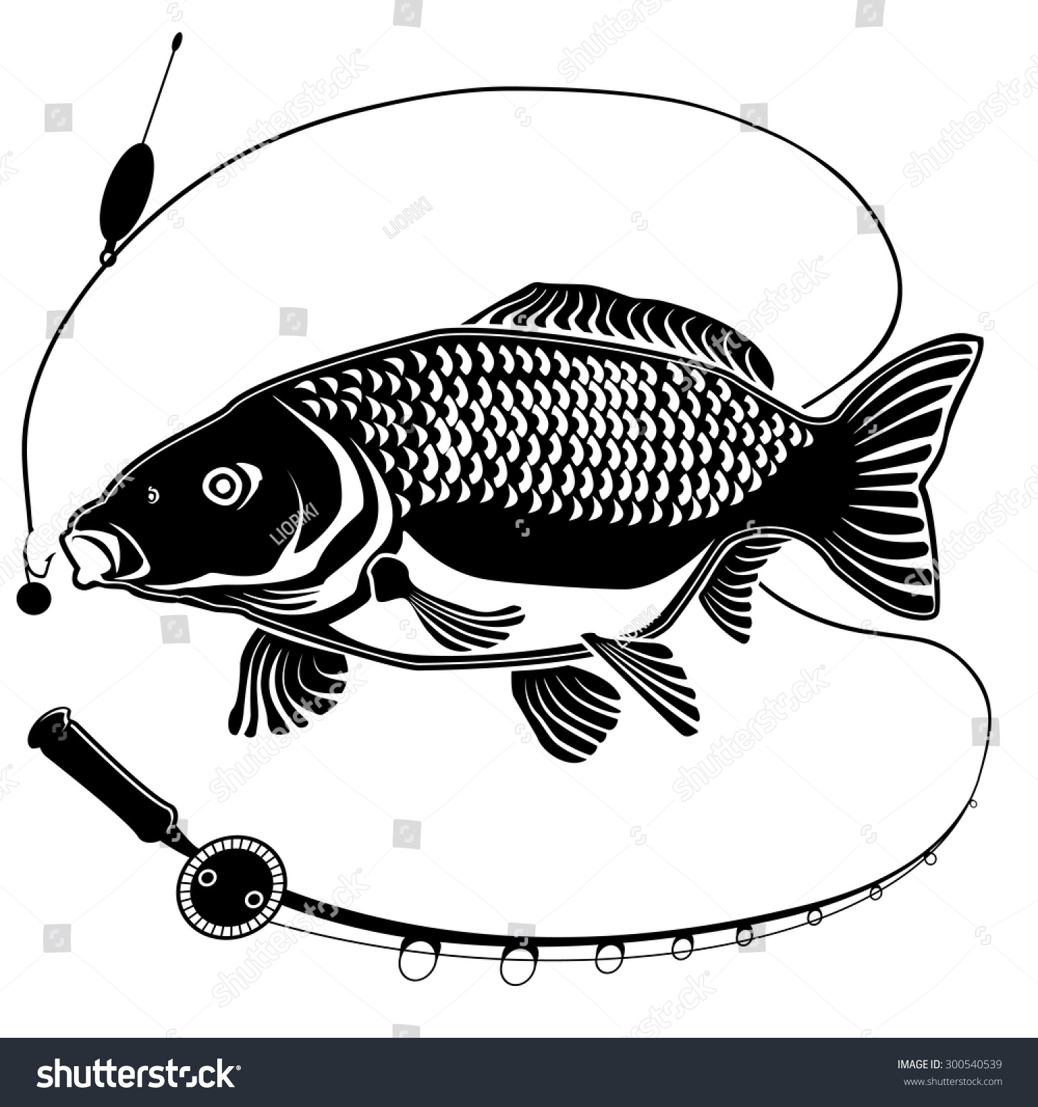 Download Vector Illustration Of Carp Fish With Fishing Royalty Free Stock Vector 300540539 Avopix Com