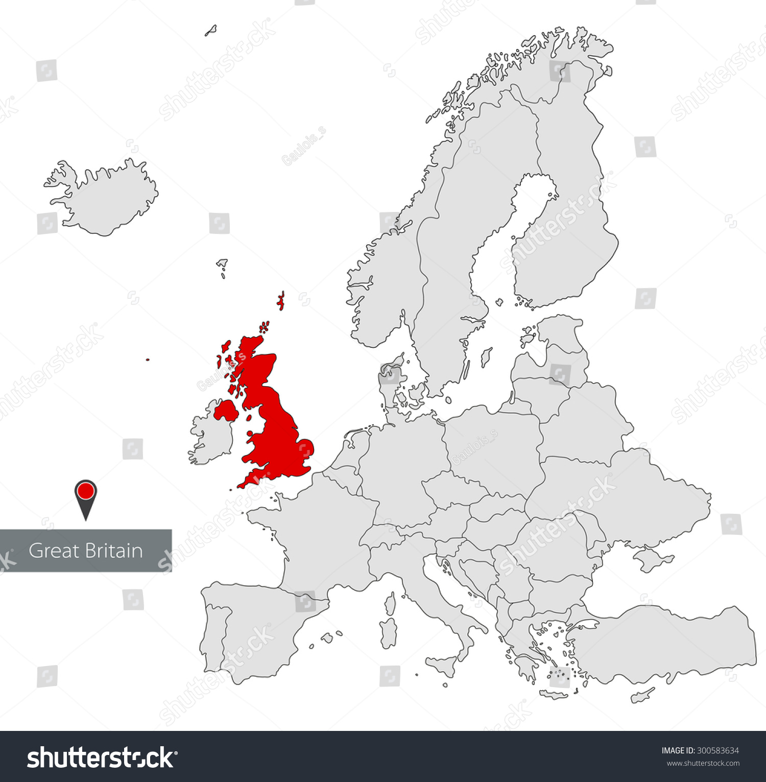 Map Of Europe. Great Britain - Royalty Free Stock Vector 300583634 ...