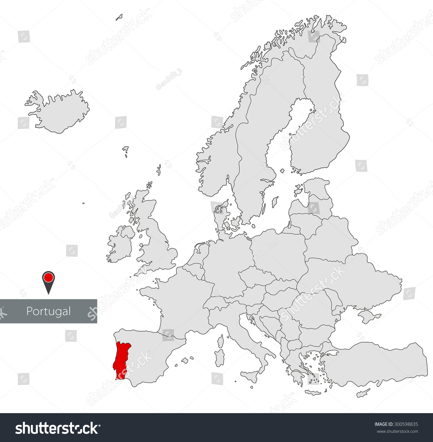 Map Of Europe. Portugal - Royalty Free Stock Vector 300598835 - Avopix.com