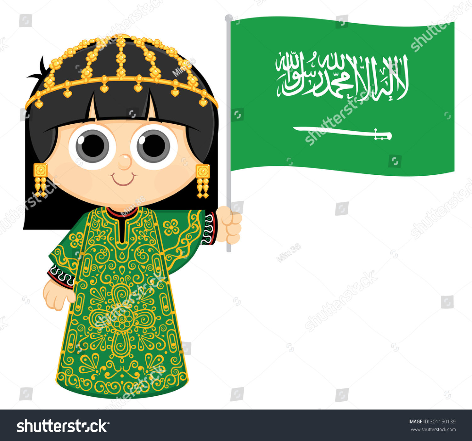 Little Girl Wearing Traditional Dress and Royalty Free Stock Vector