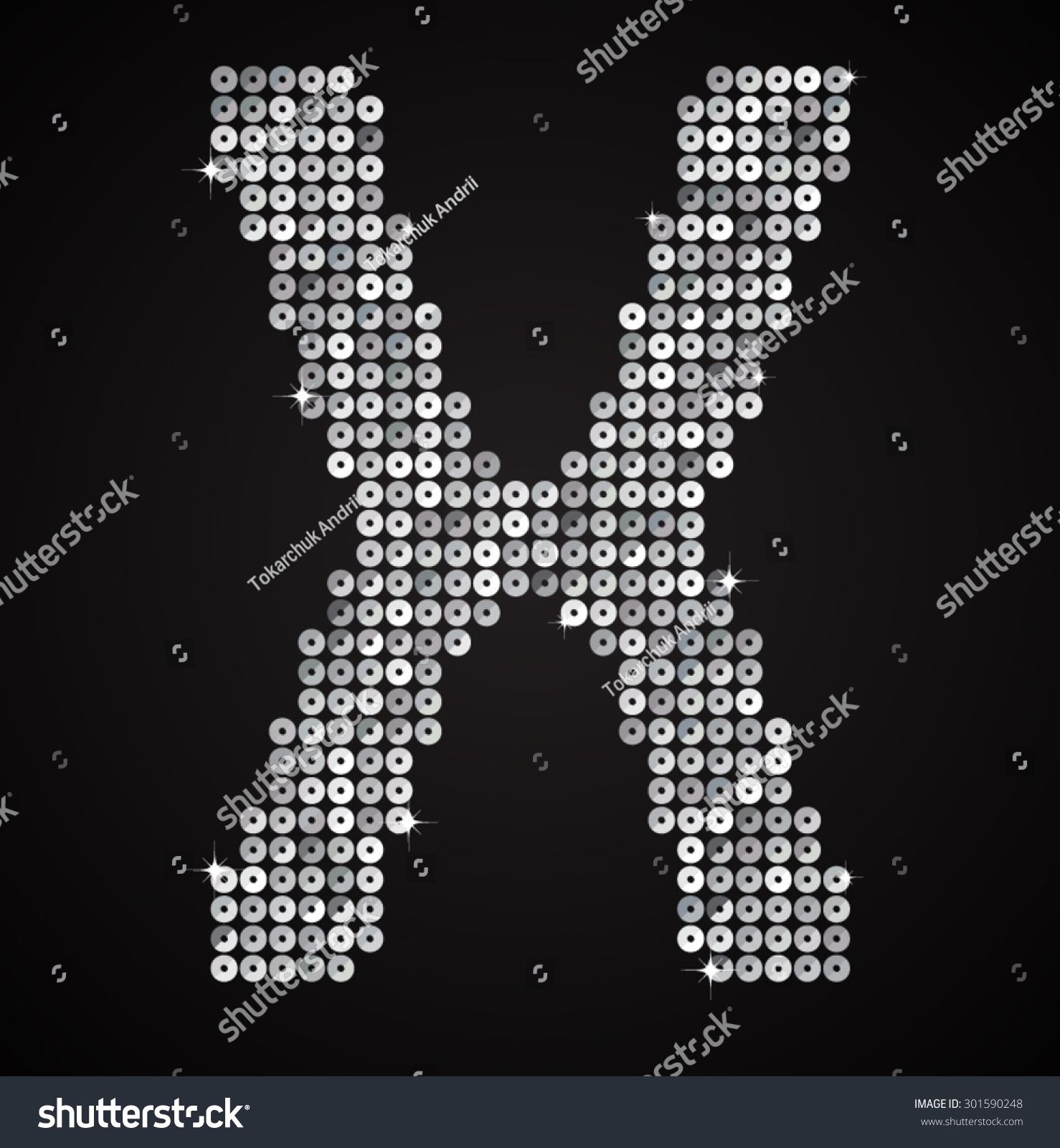 Vector Sequins Letter X Glitter Font Shape Of Royalty Free Stock Vector 301590248