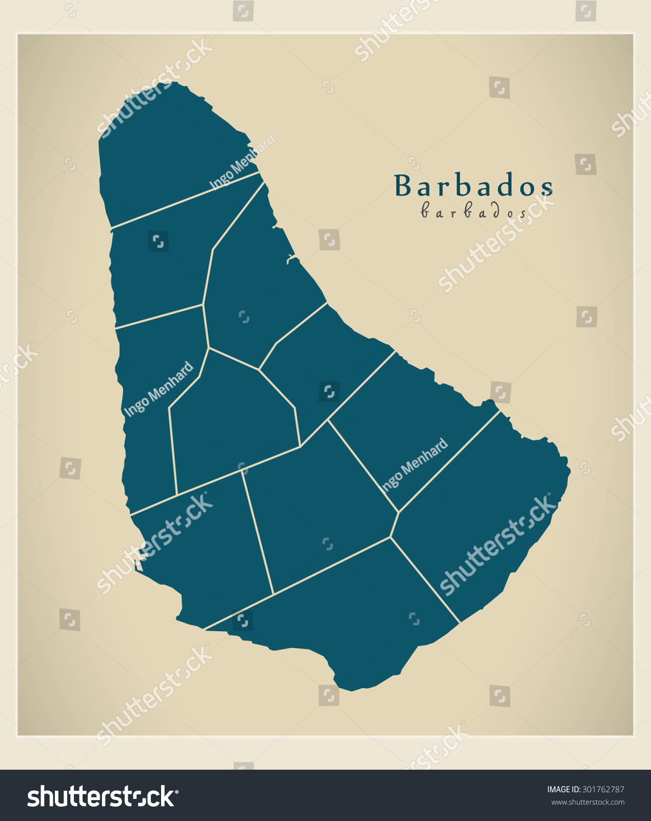 Modern Map - Barbados with parishes BB - Royalty Free Stock Vector ...