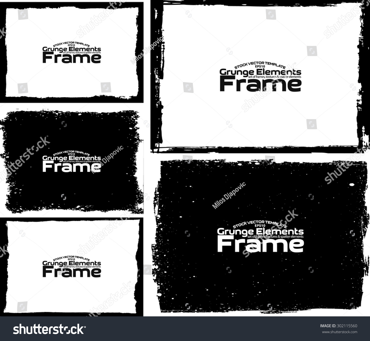 Grunge frame texture set - Abstract design template. Stock vector set - easy to use #302115560