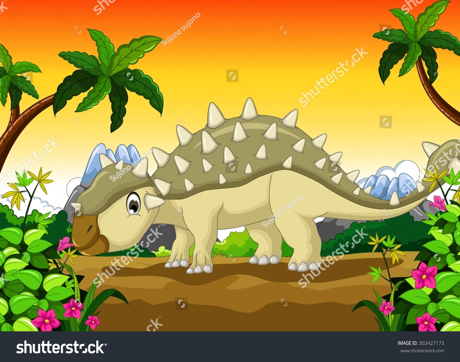 Ankylosaurus Dinosaur cartoon for your design - Royalty Free Stock ...