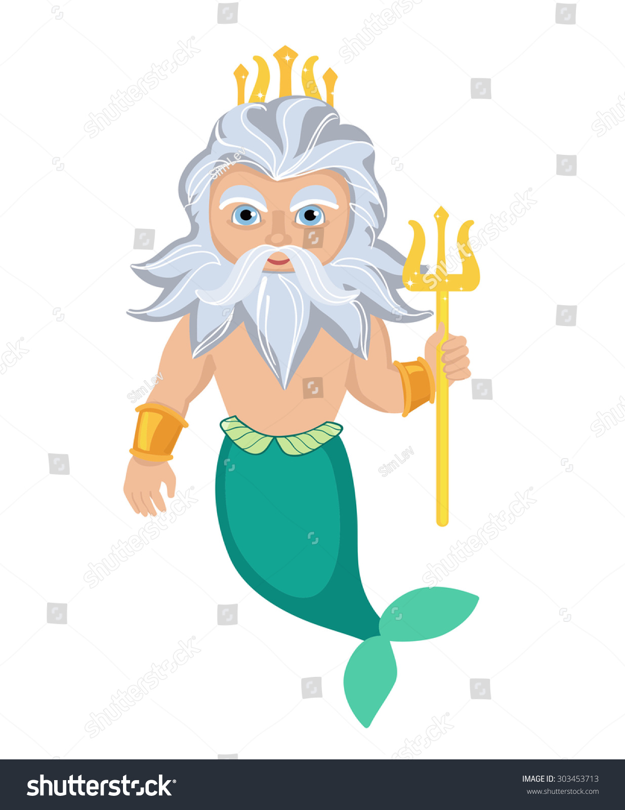 Cartoon Poseidon. Vector clip art illustration - Royalty Free Stock