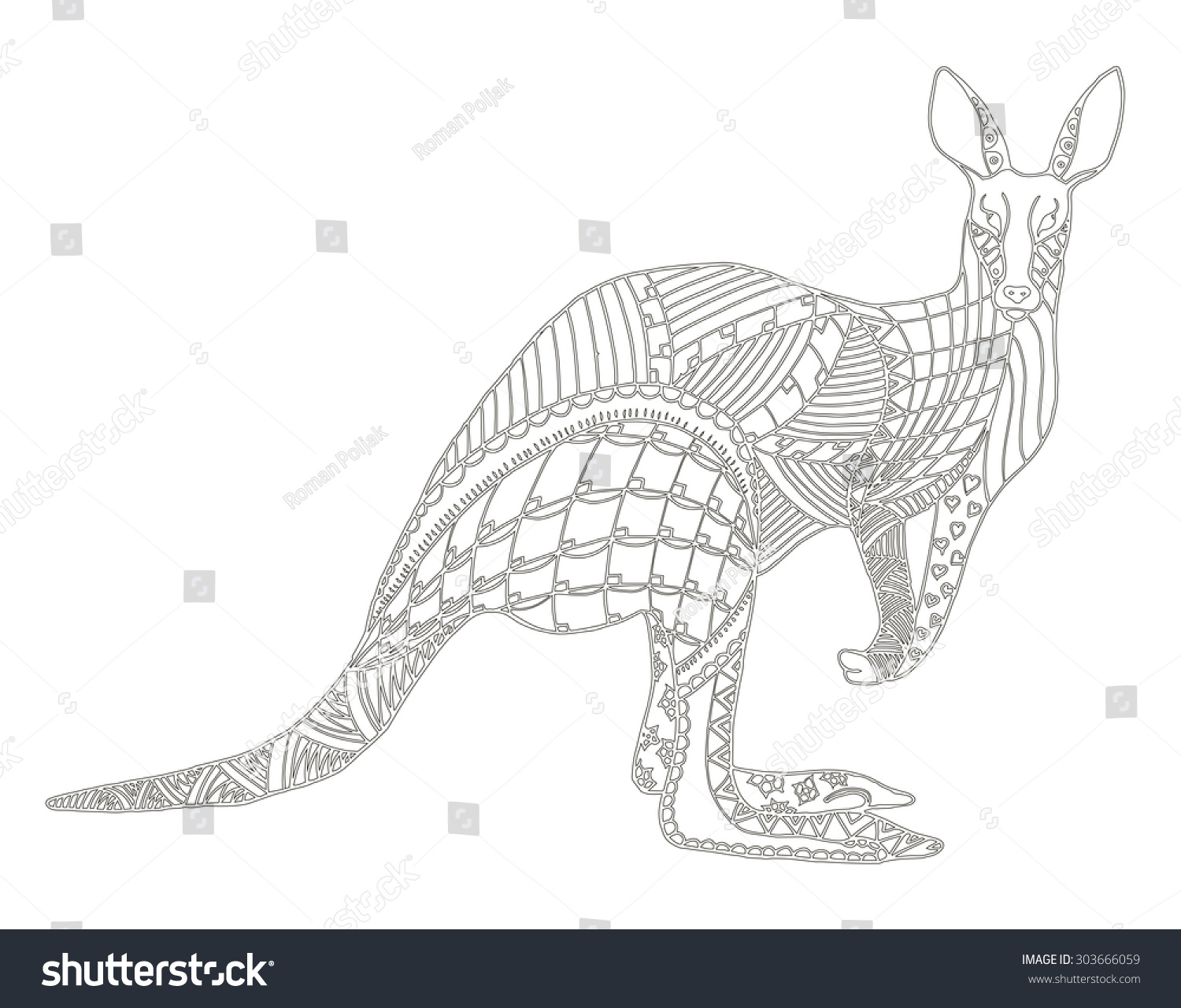 Kangaroo Zentangle Stylized Vector Royalty Free Stock Vector 303666059 Avopix Com