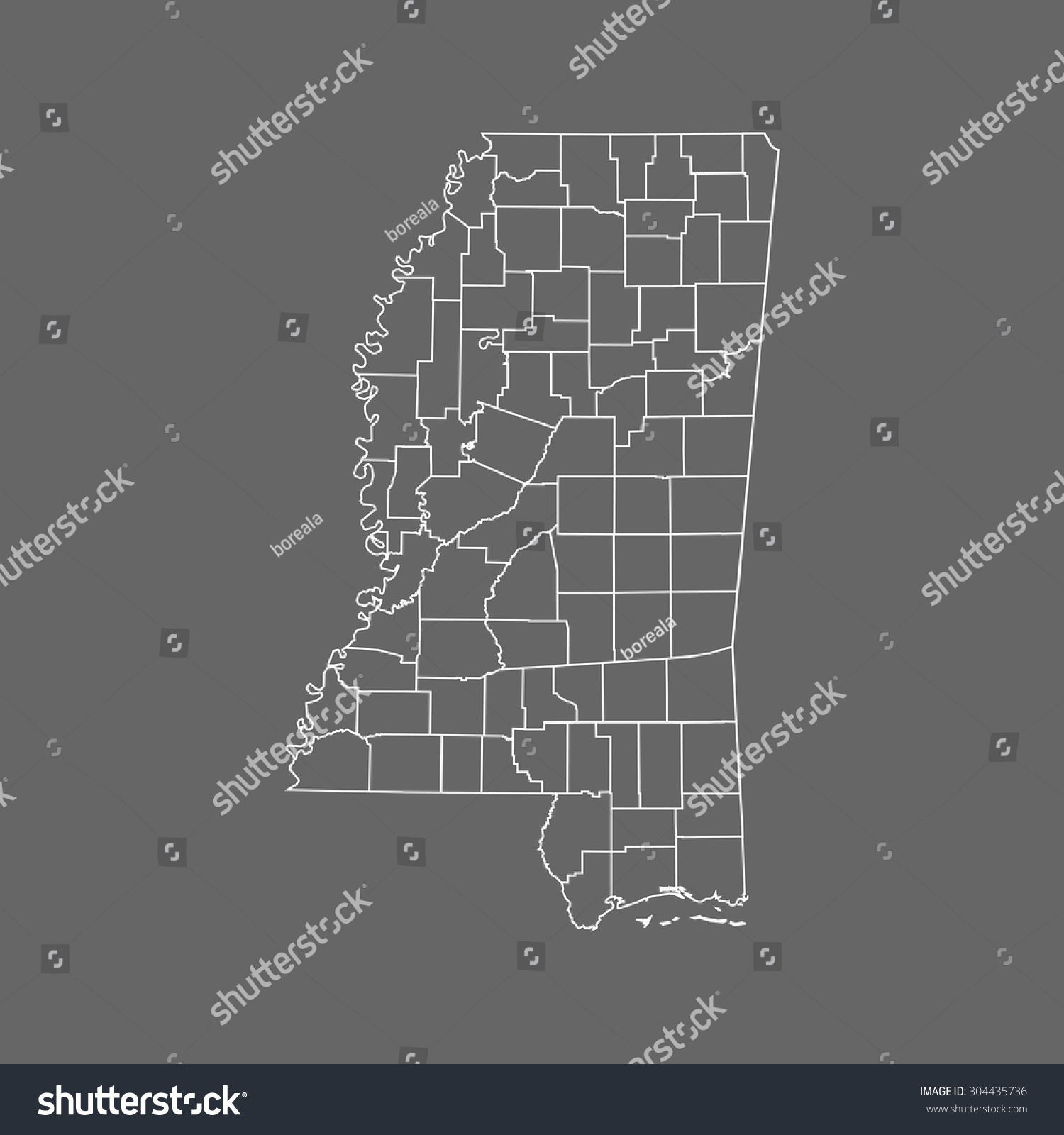 map of Mississippi - Royalty Free Stock Vector 304435736 - Avopix.com