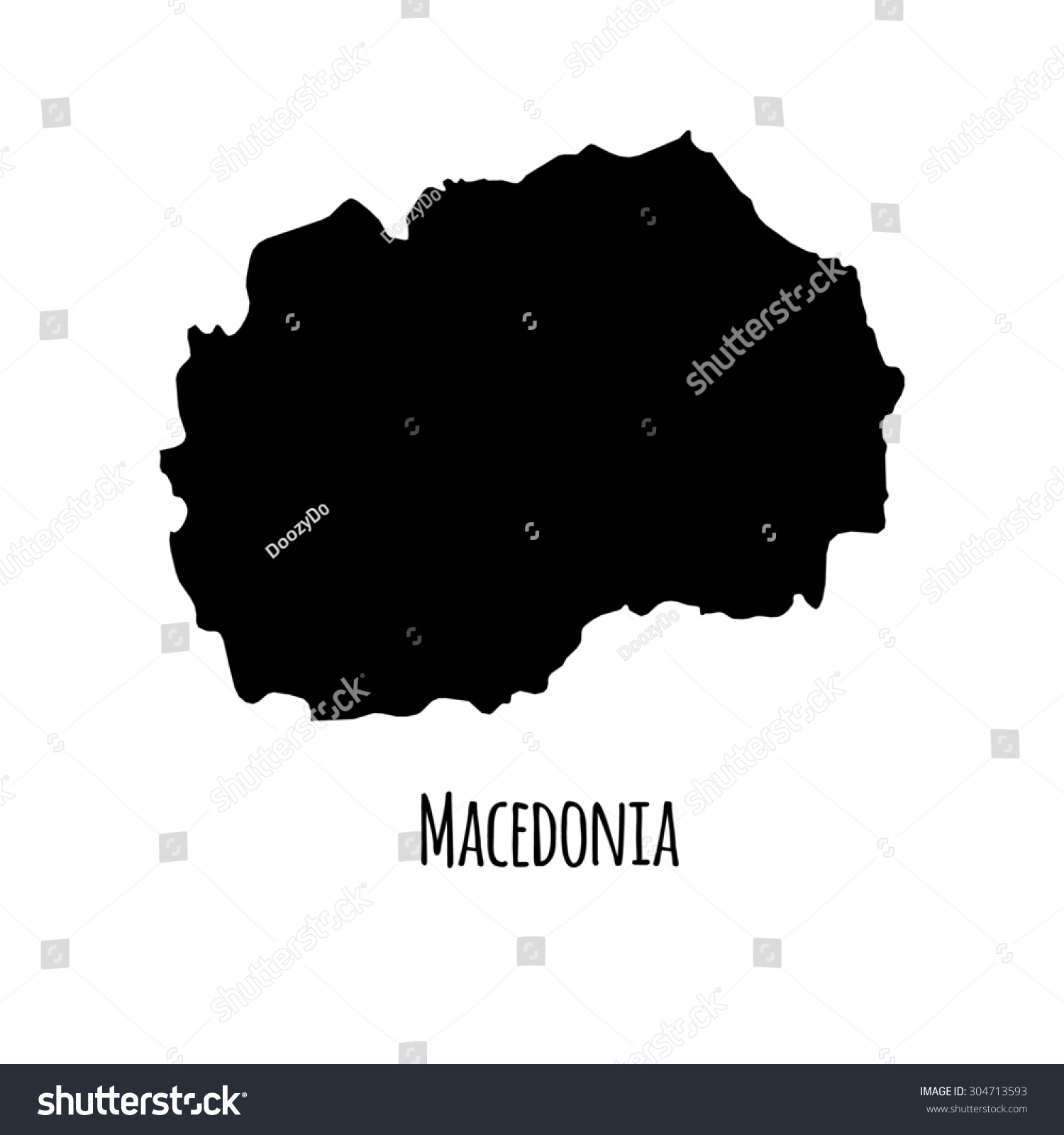 Macedonia vector black outline map with caption - Royalty Free Stock ...