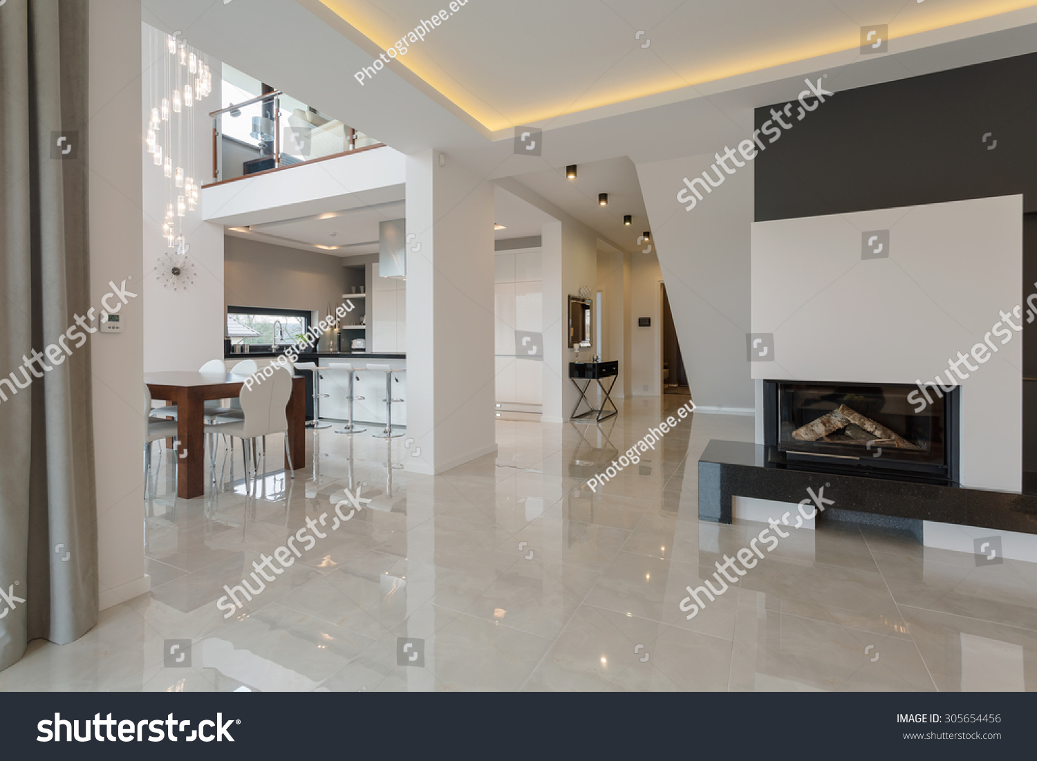 Contemporary designed interior in big expensive house #305654456