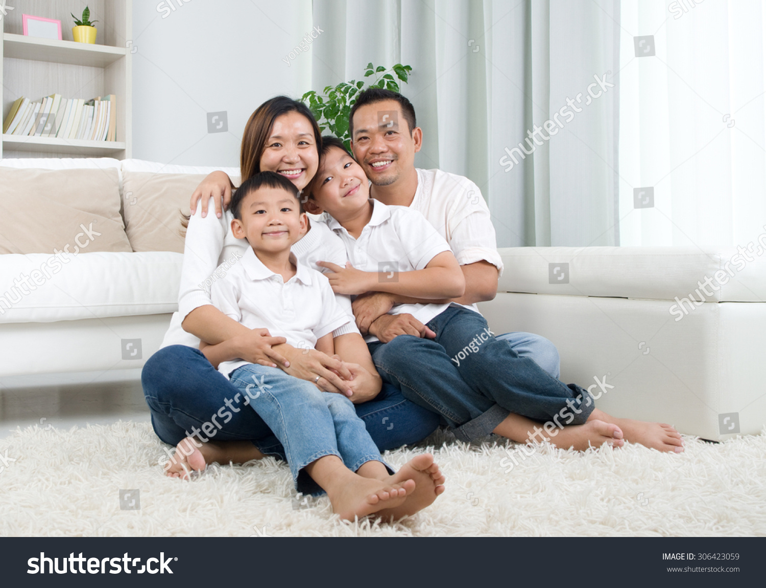 Indoor portrait of asian mixed race family #306423059