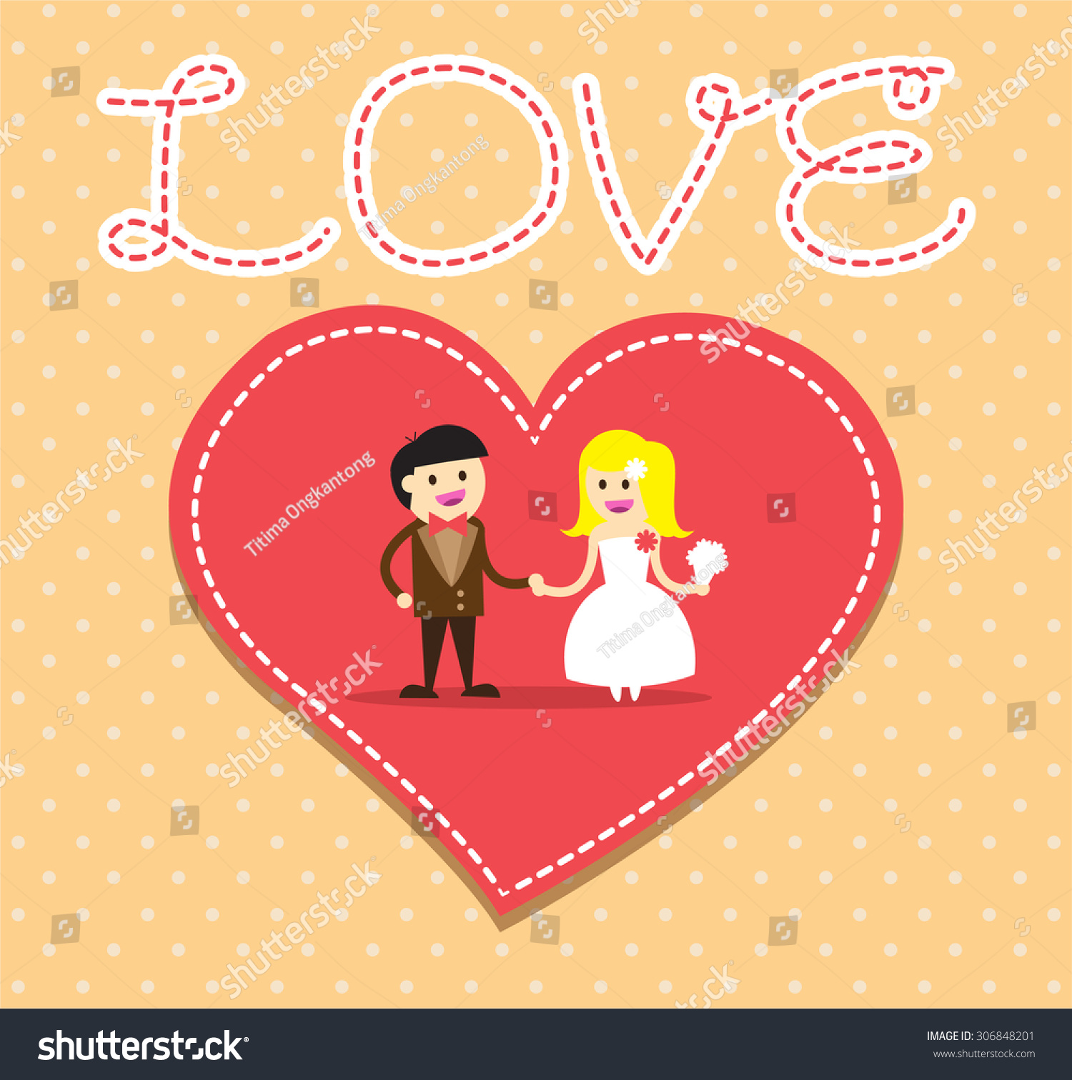 Wedding Couple Bride And Groom Flat Style Royalty Free Stock Vector