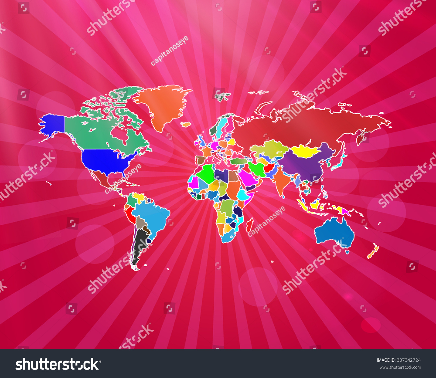Detailed Map Of The World All Countries Royalty Free Stock Vector 307342724 1501