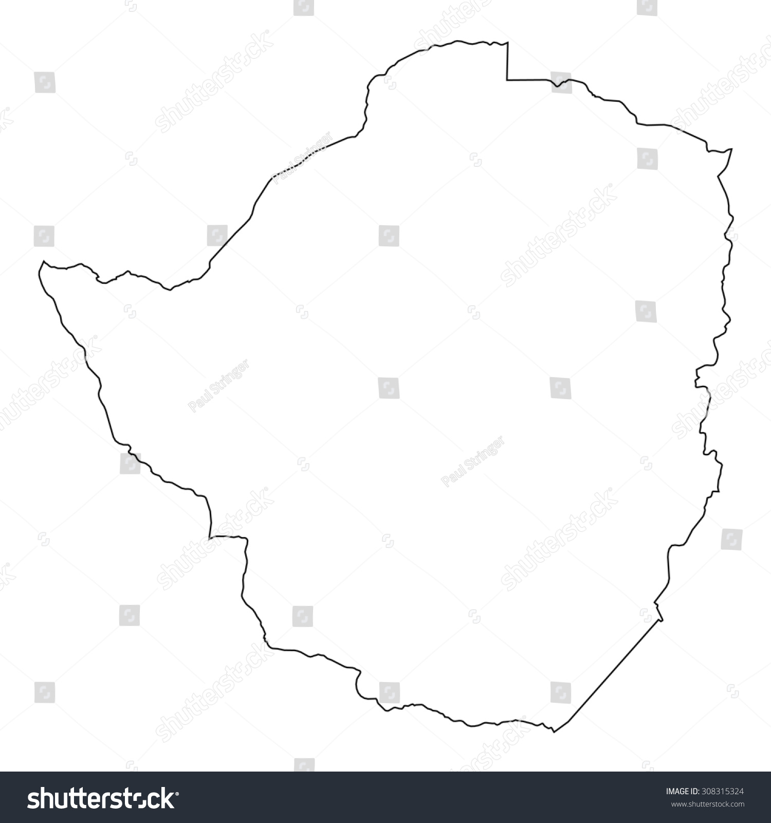 Outline of the country of Zimbabwe - Royalty Free Stock Vector ...