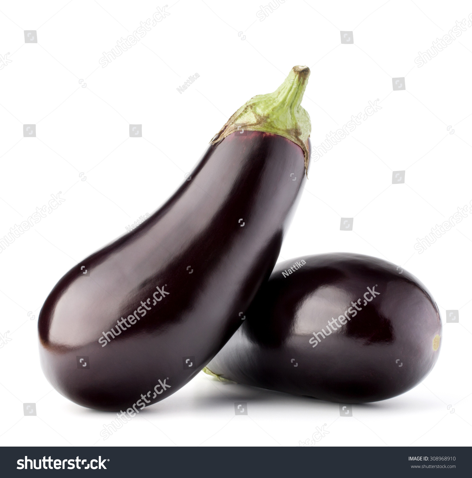 Eggplant or aubergine vegetable isolated on white background cutout #308968910