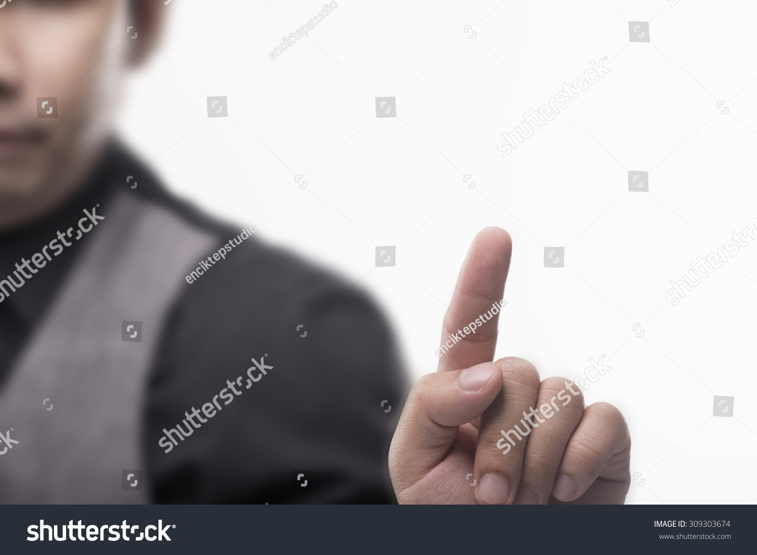 Young Executive point finger over white background #309303674