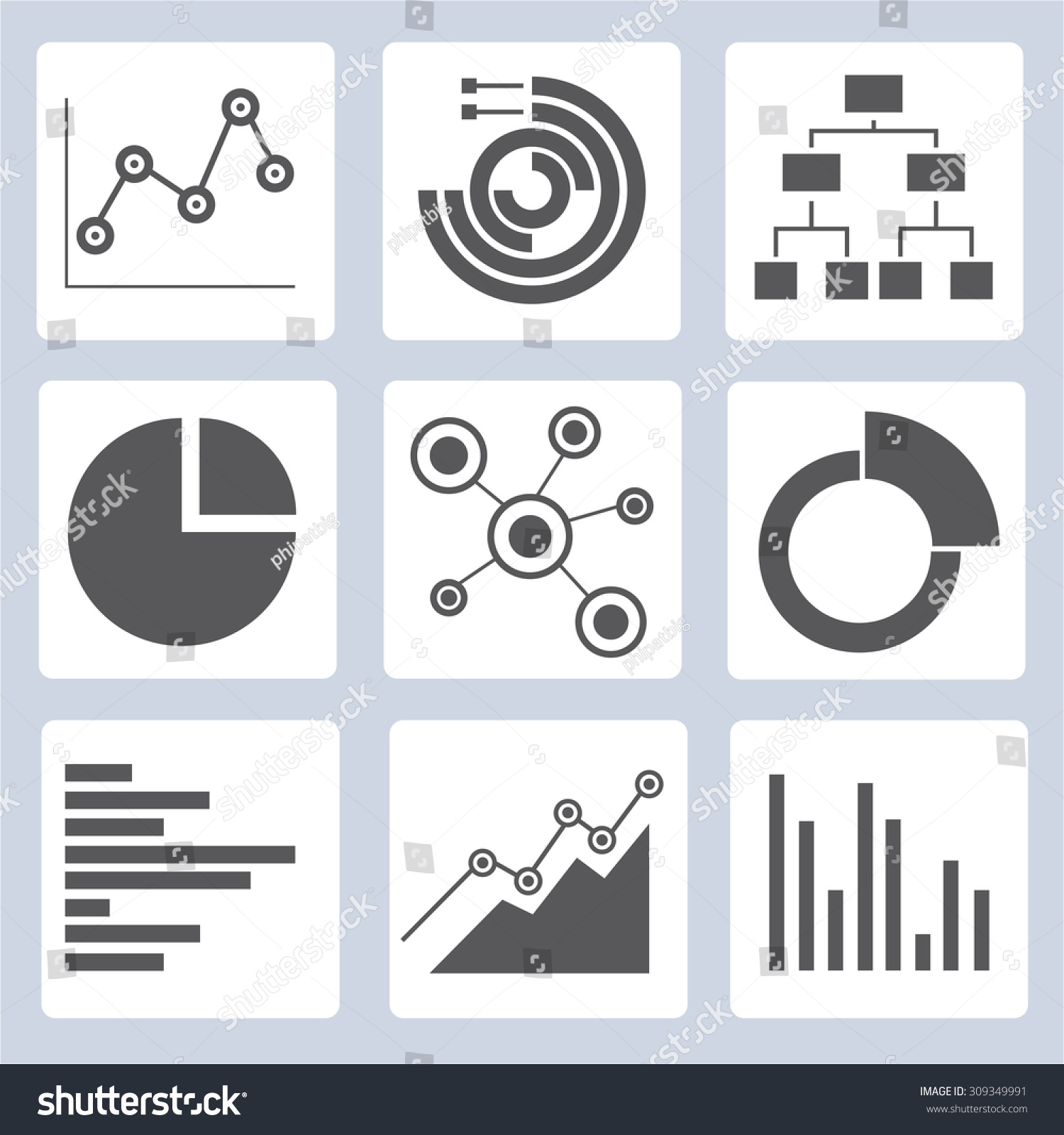 Chart Graph Data Analytics Icons Royalty Free Stock Vector