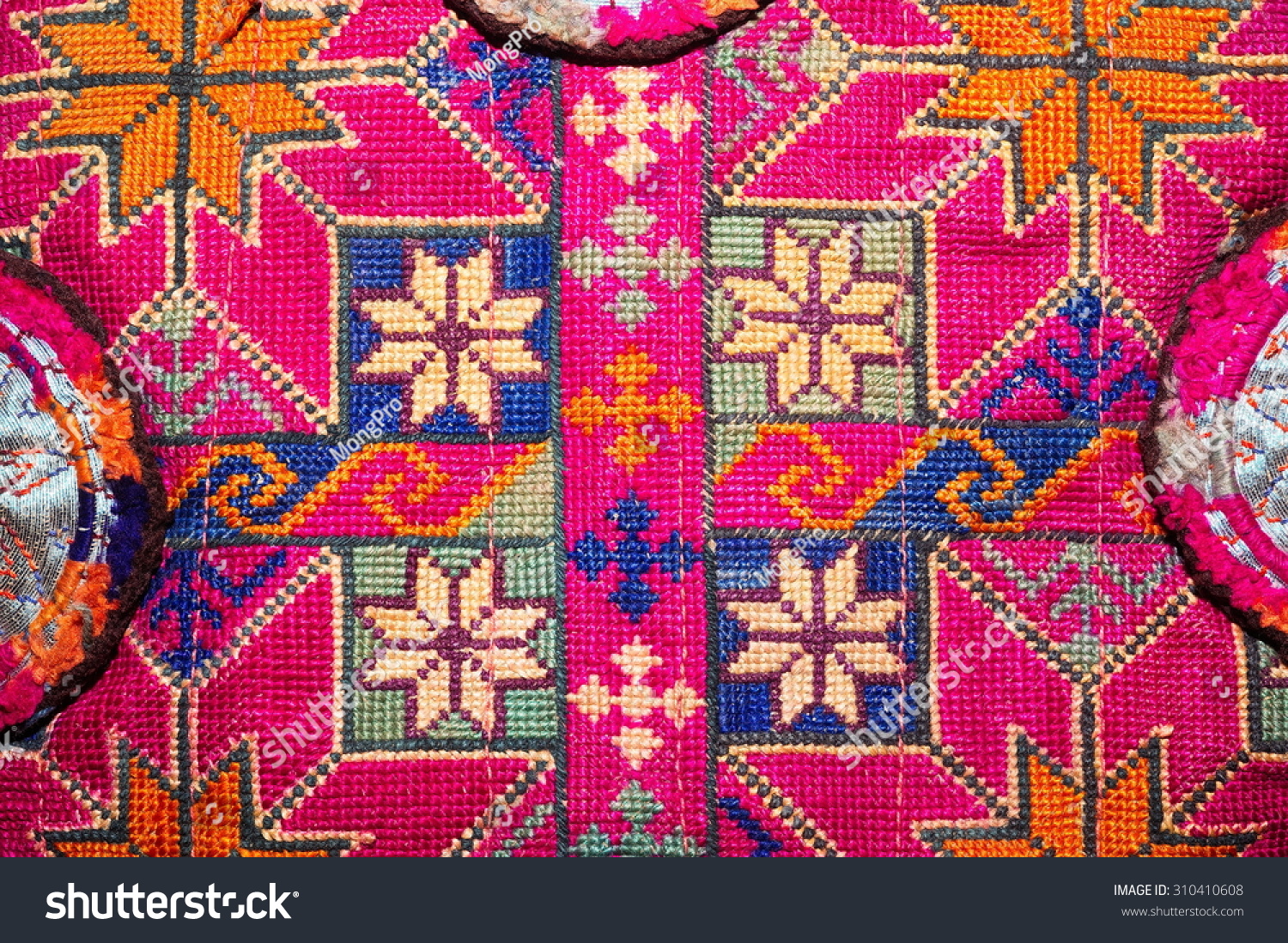 Colorful thai handcraft peruvian style rug surface close up. More of this motif & more textiles peruvian stripe beautiful background tapestry persian nomad detail pattern arabic fashionable textile. #310410608