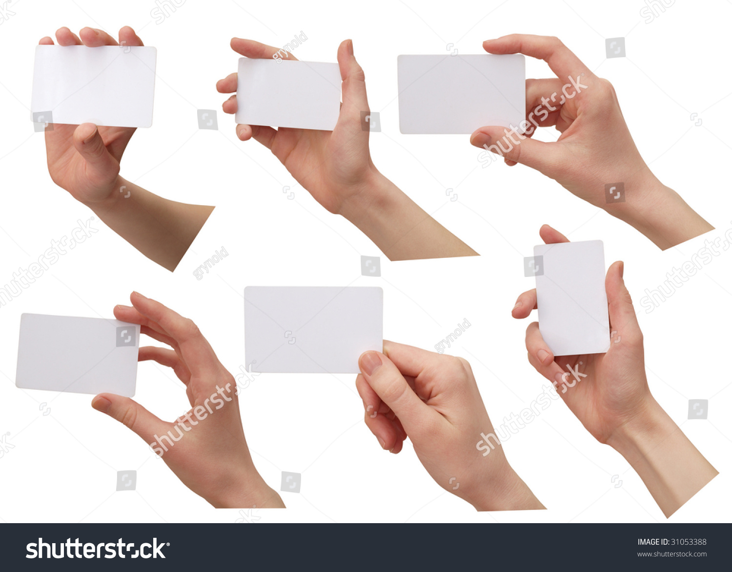 color images of women's hands with a credit card. isolated on a white background #31053388