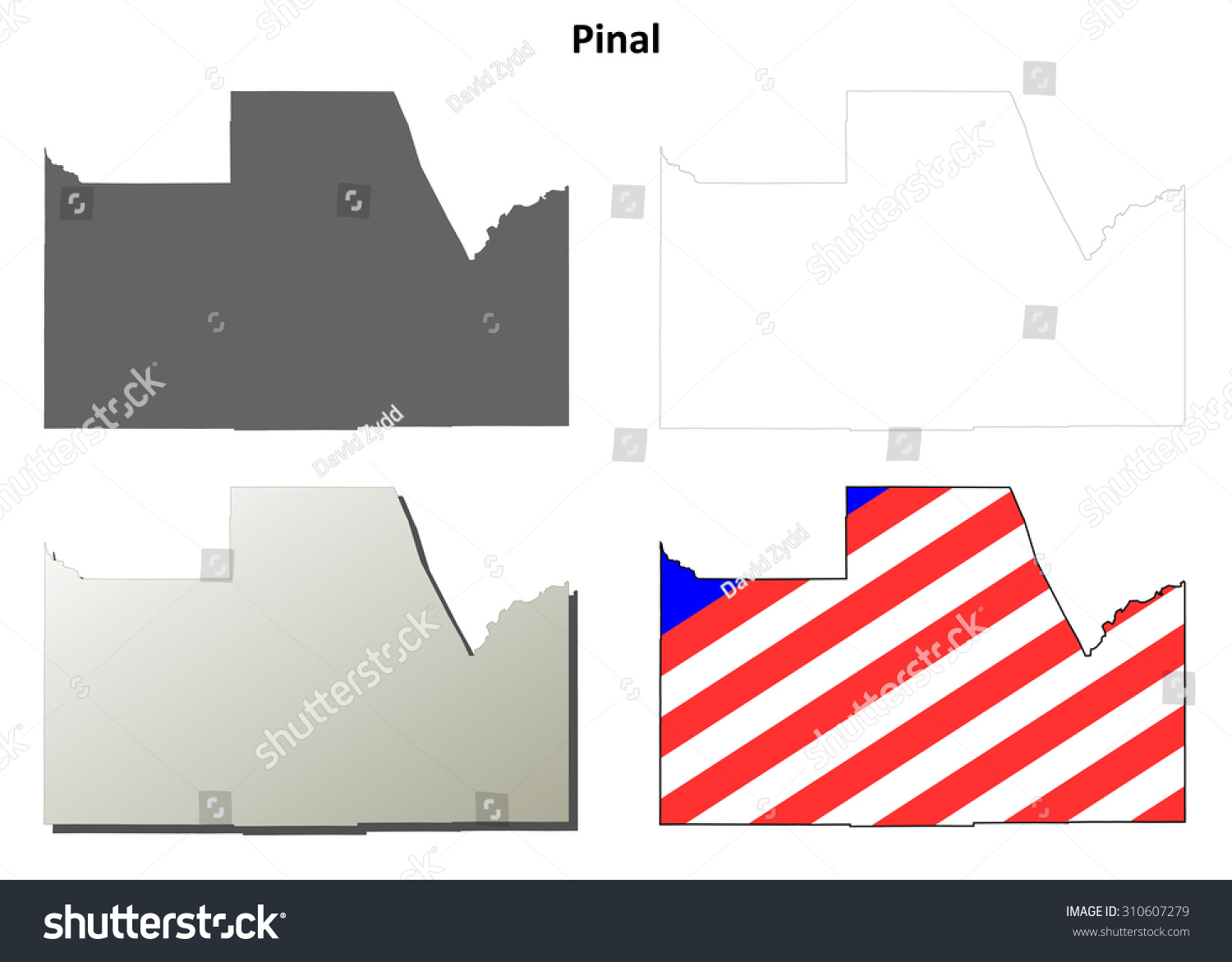 Pinal County Arizona Outline Map Set Royalty Free Stock Vector 310607279 0620