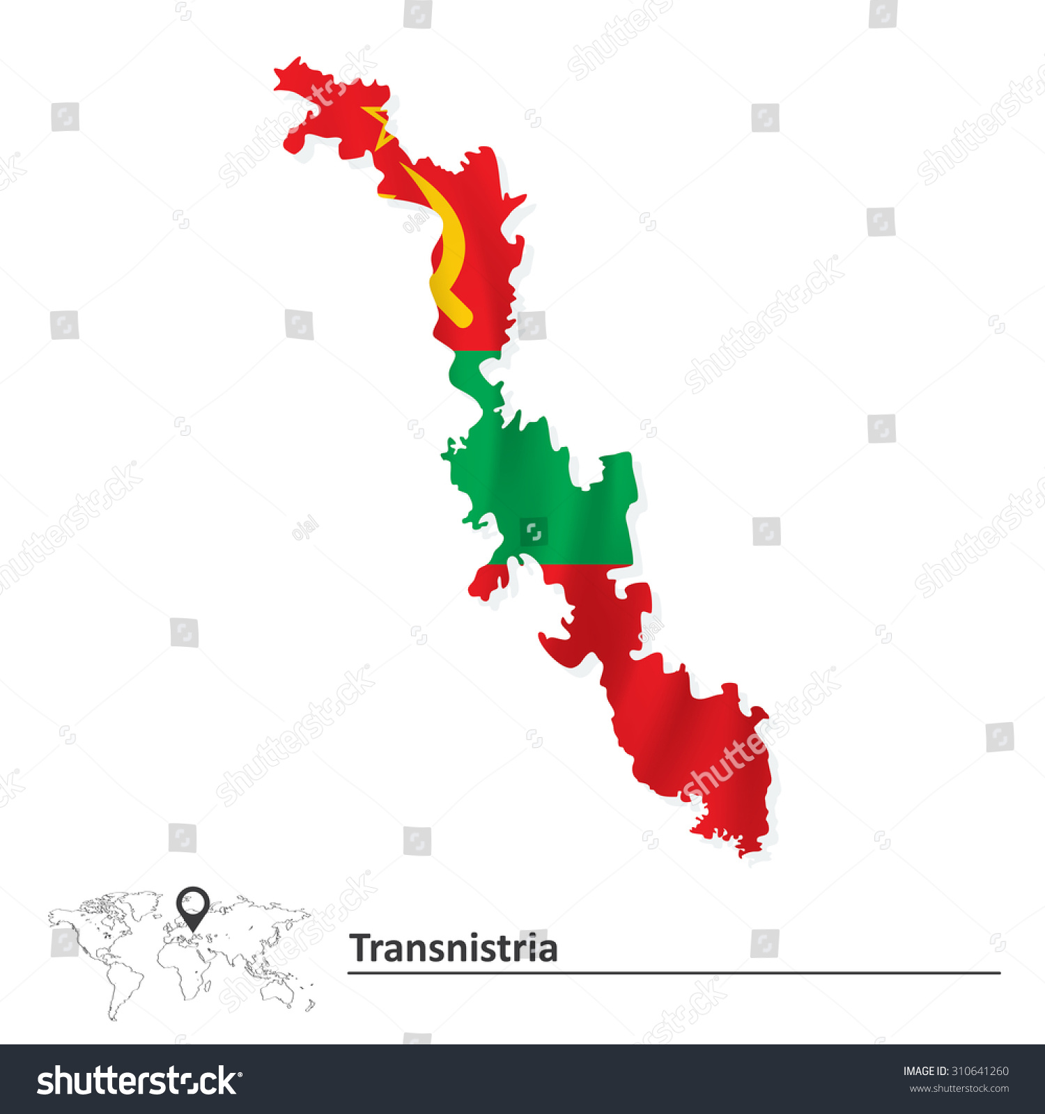 Map of Transnistria with flag - vector illustration #310641260